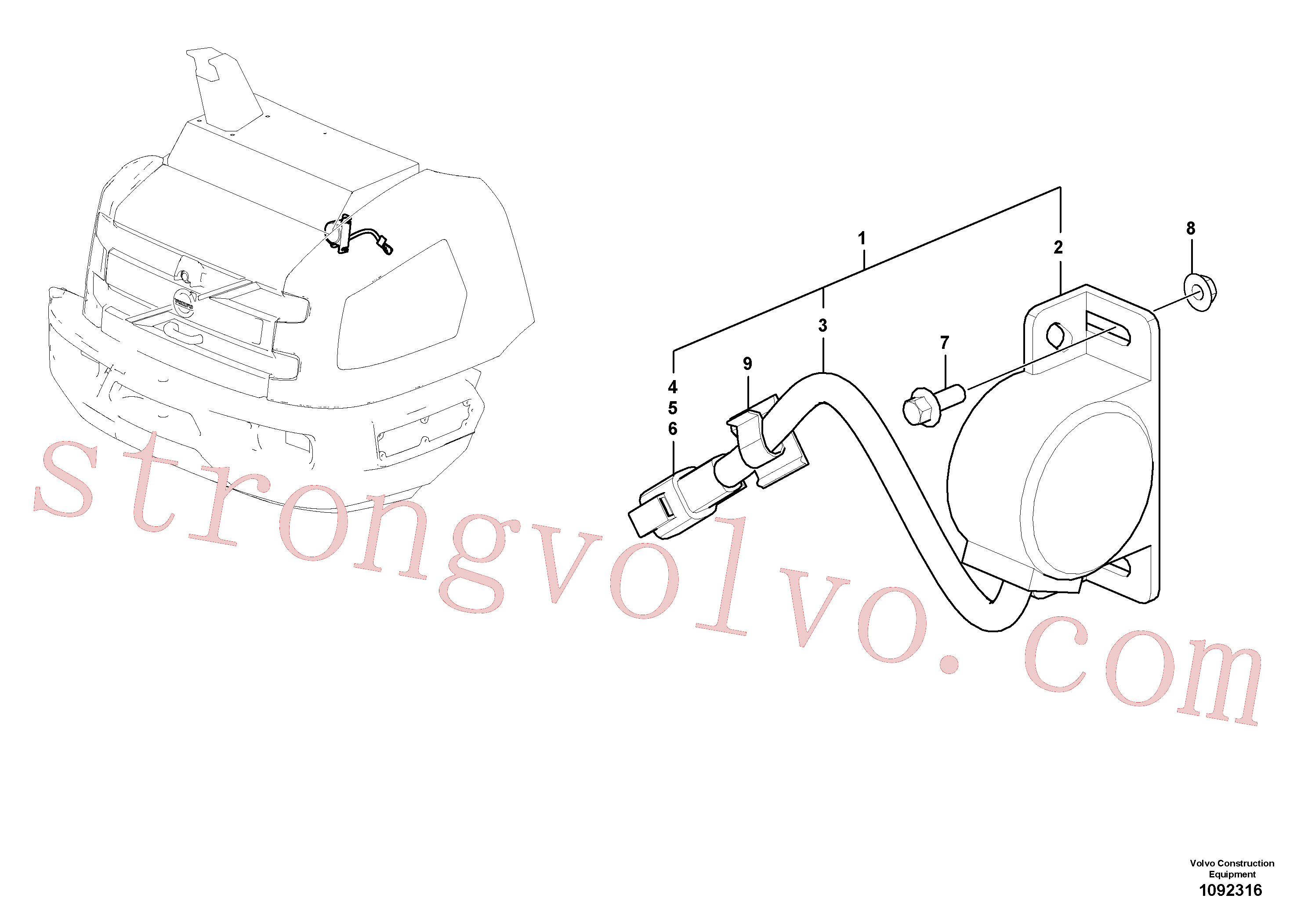 RM20377065 Volvo Unidade de alarme de marcha-atrás(1092316 Montagem)