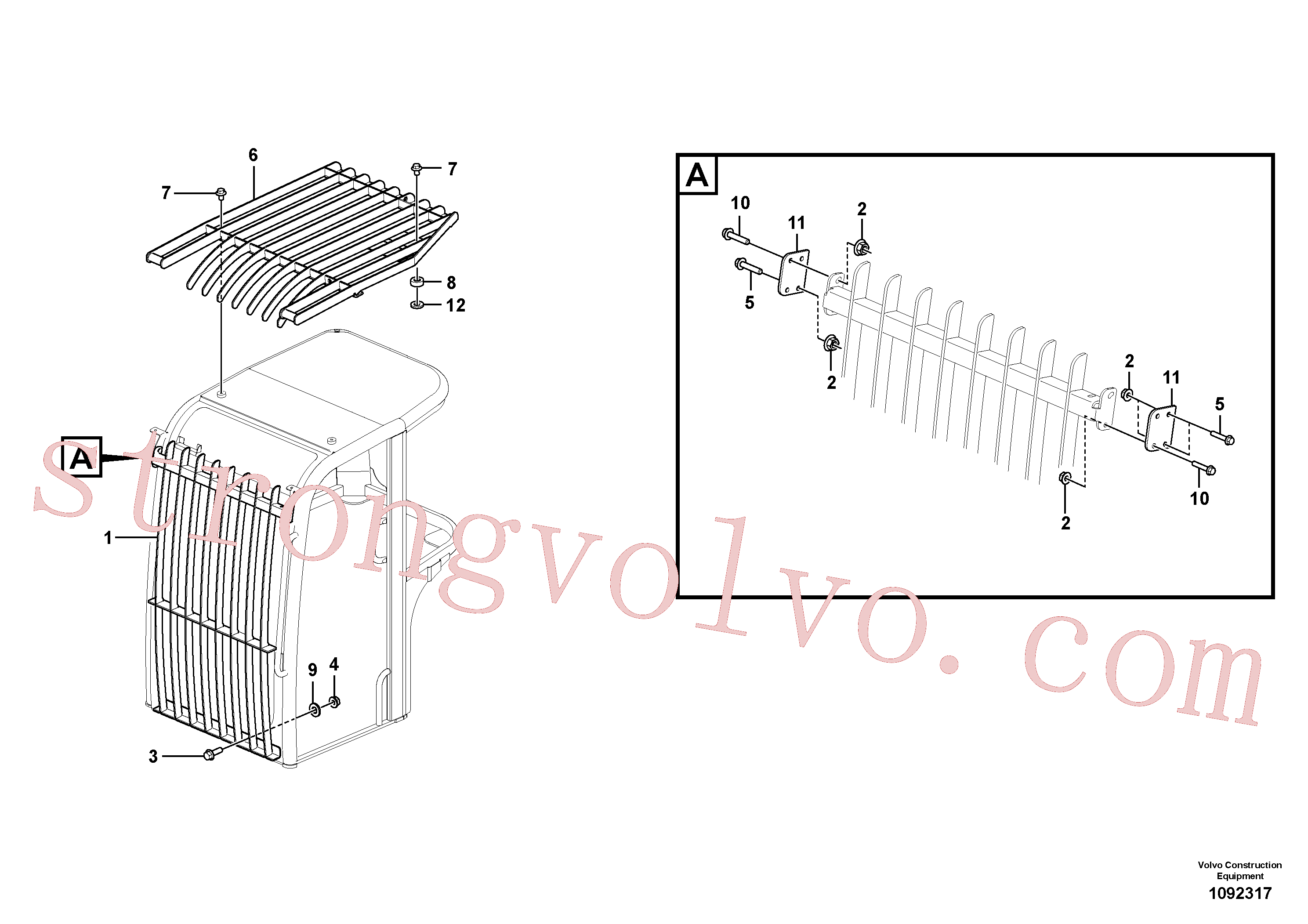 VOE60113095 Volvo Resguardo contra objectos em queda (FOPS)(1092317 Montagem)