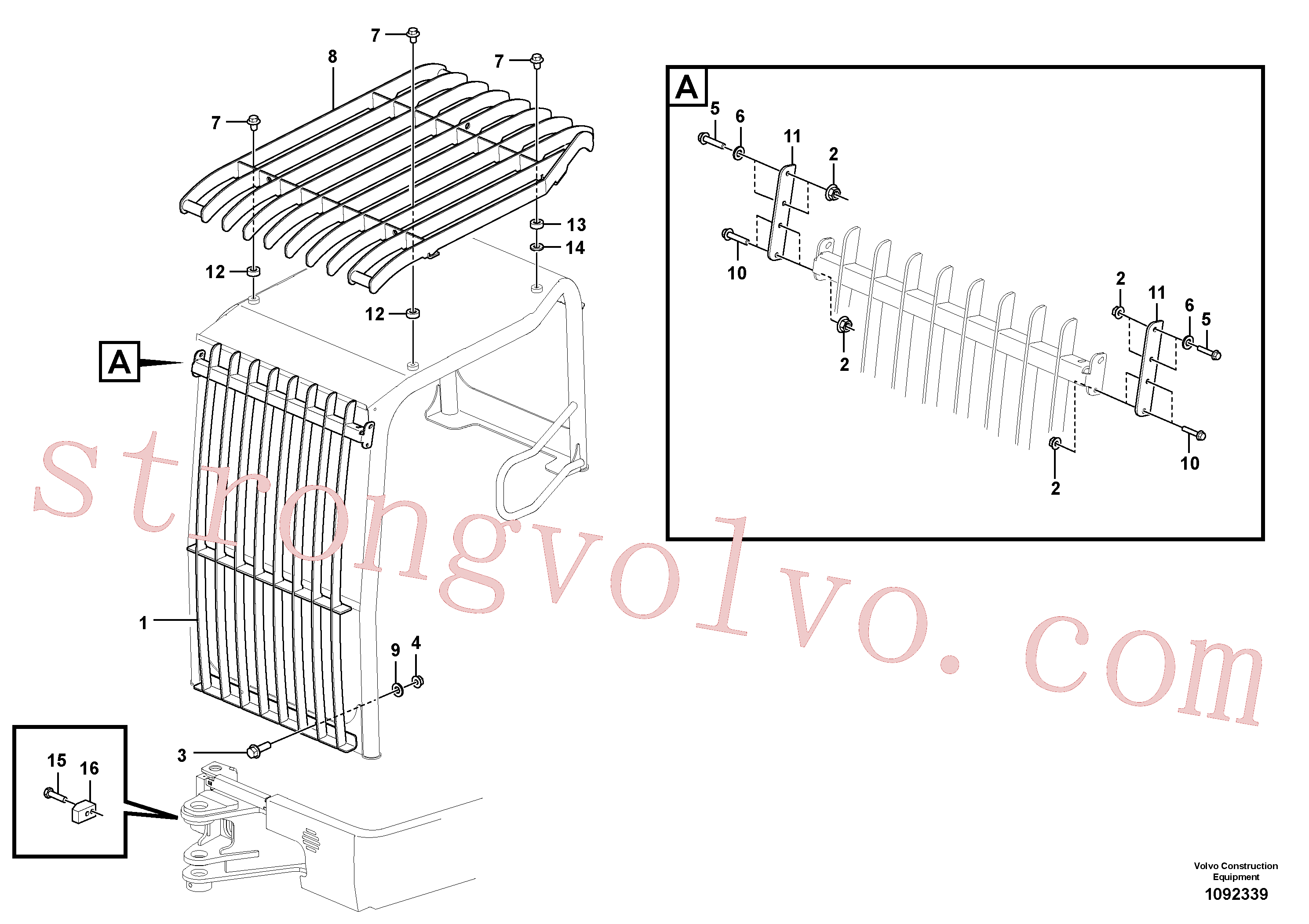 VOE997511 Volvo Resguardo contra objectos em queda (FOPS)(1092339 Montagem)