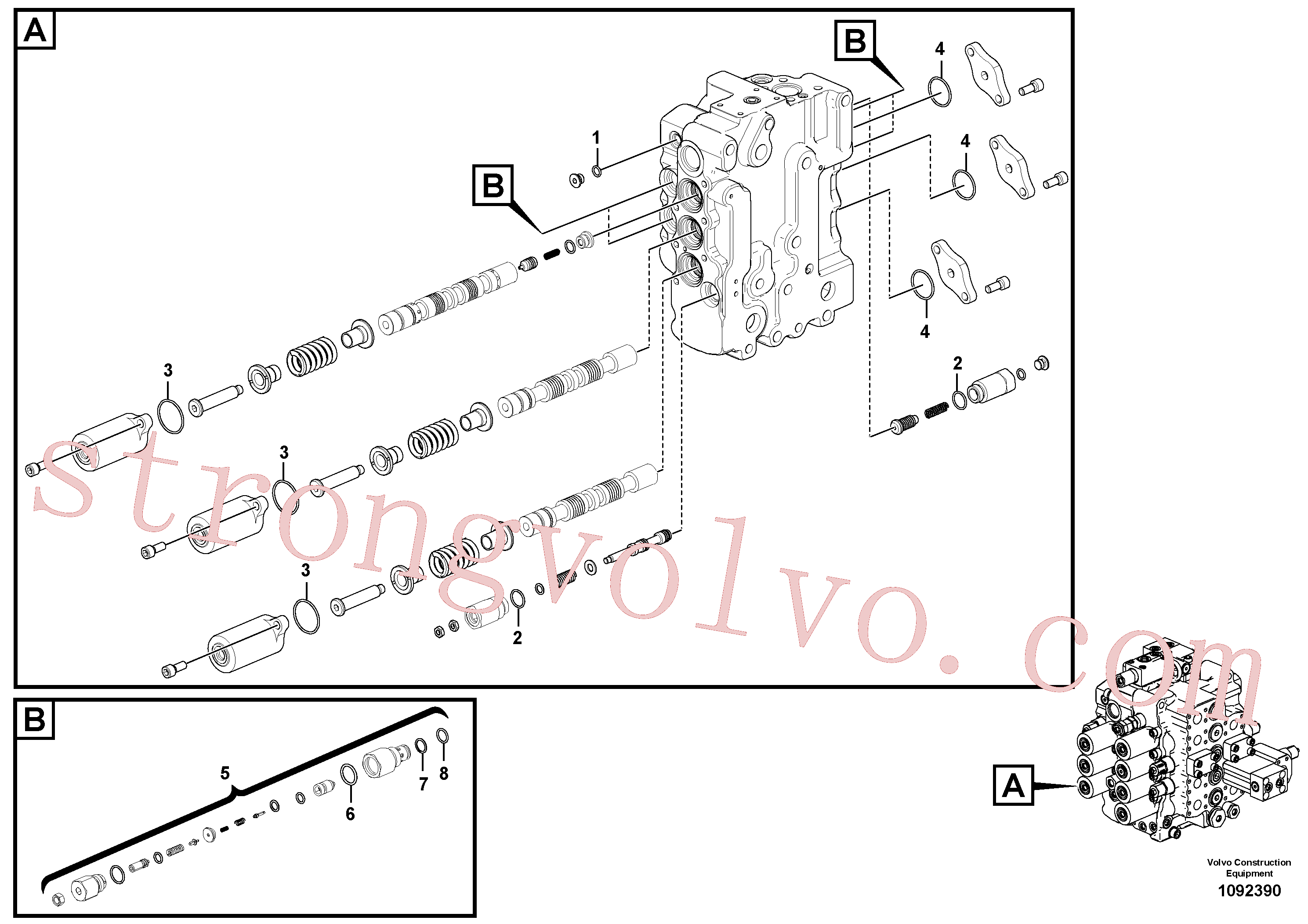 VOE14625250 Volvo Válvula mestra de comando(1092390 Montagem)