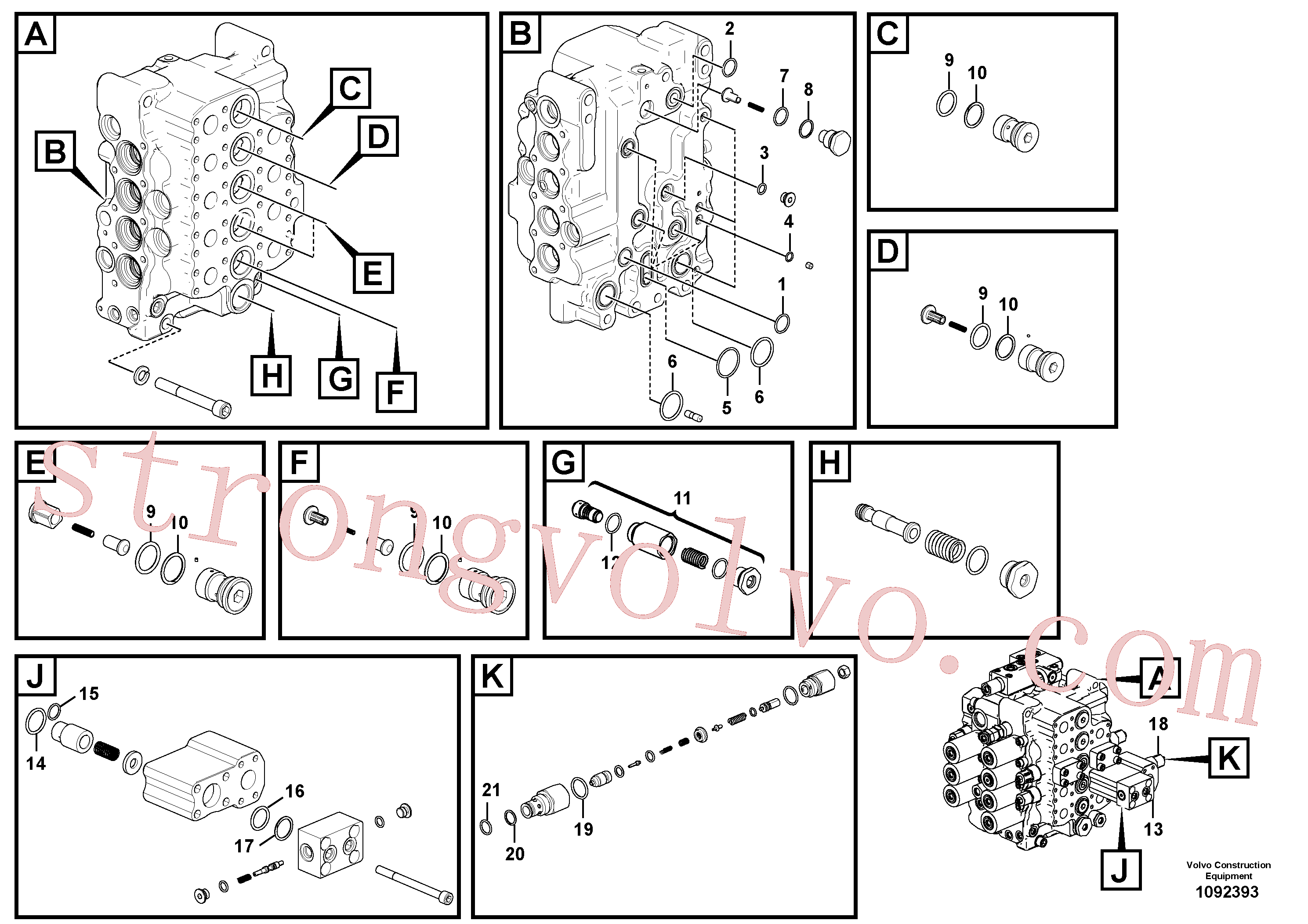 VOE14602563 Volvo Válvula mestra de comando(1092393 Montagem)