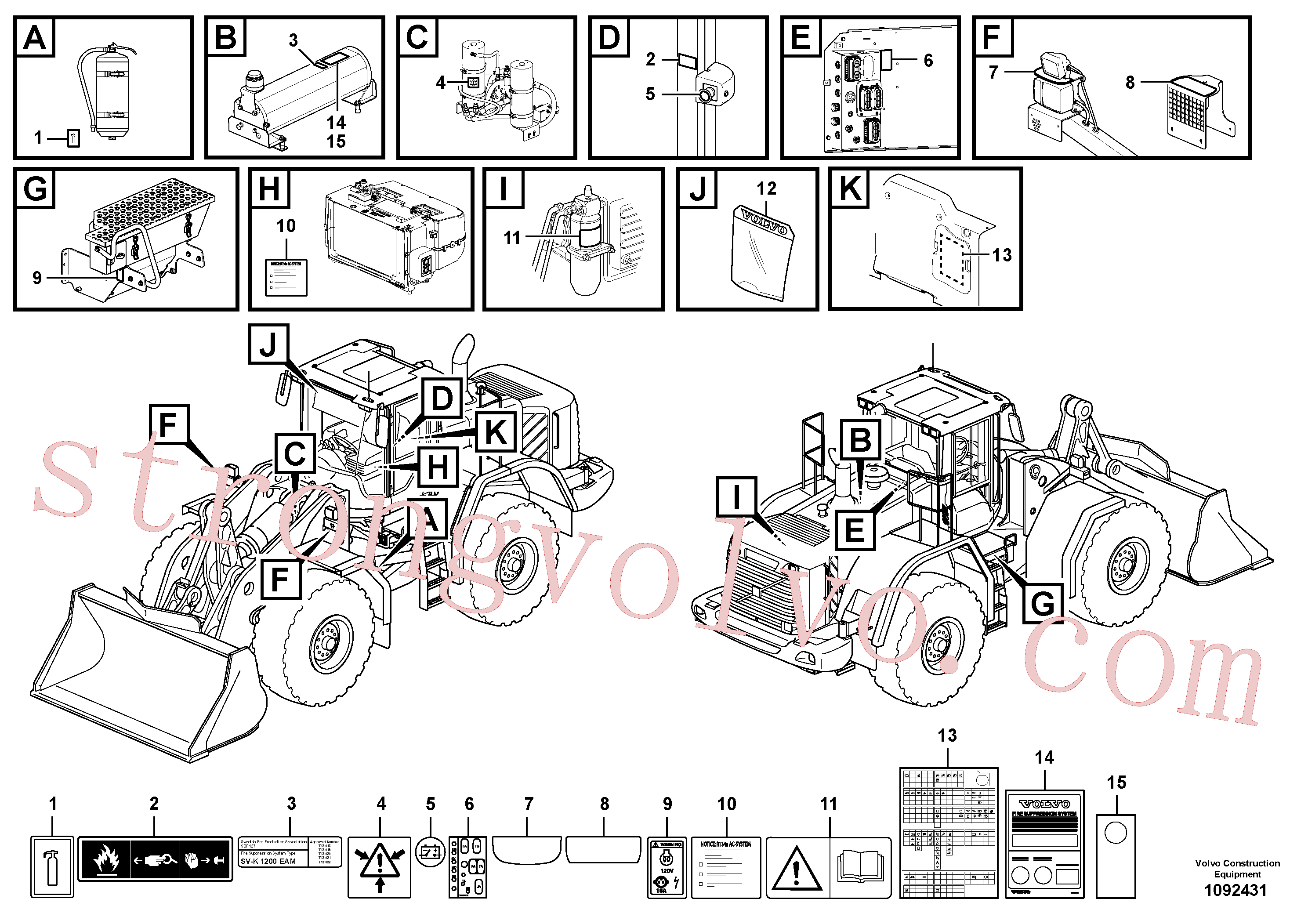 VOE15149324 Volvo Placas de sinalização e etiquetas adesivas(1092431 Montagem)