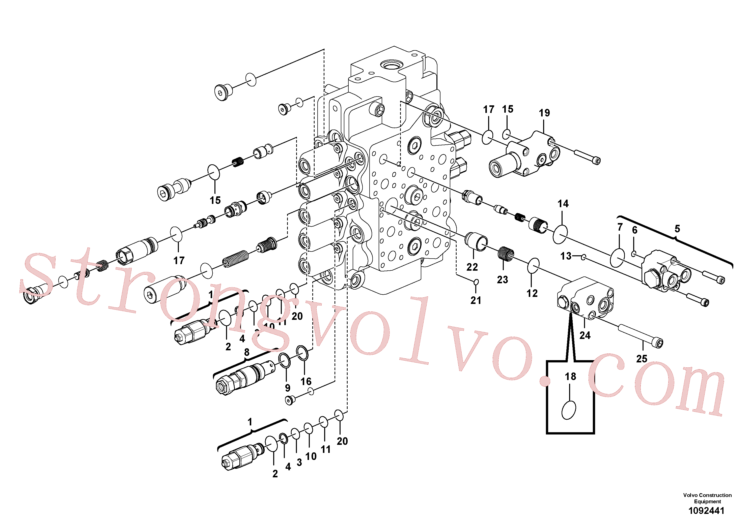 VOE14570752 Volvo Válvula mestra de comando(1092441 Montagem)