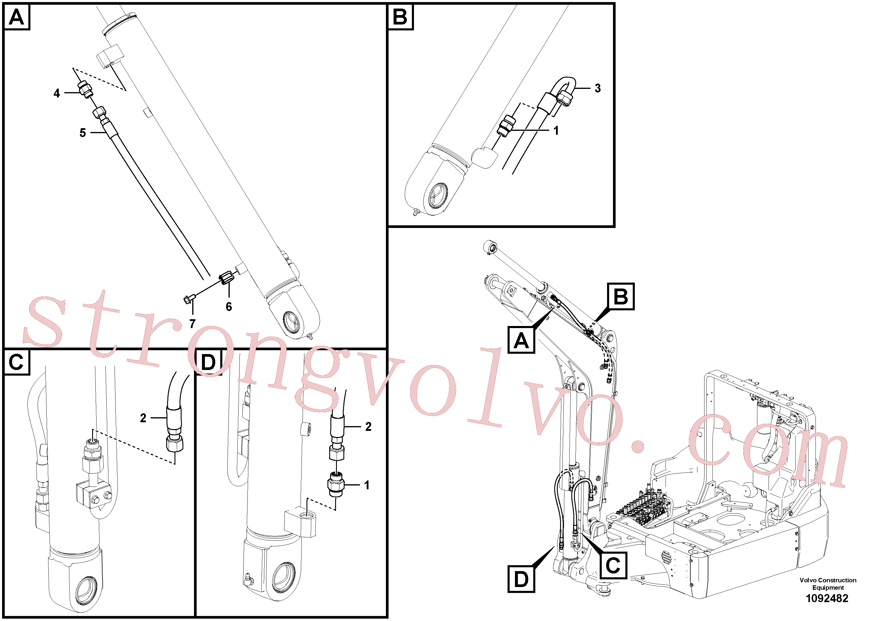 VOE15699094 Volvo Hidráulica de serviço, lança(1092482 Montagem)