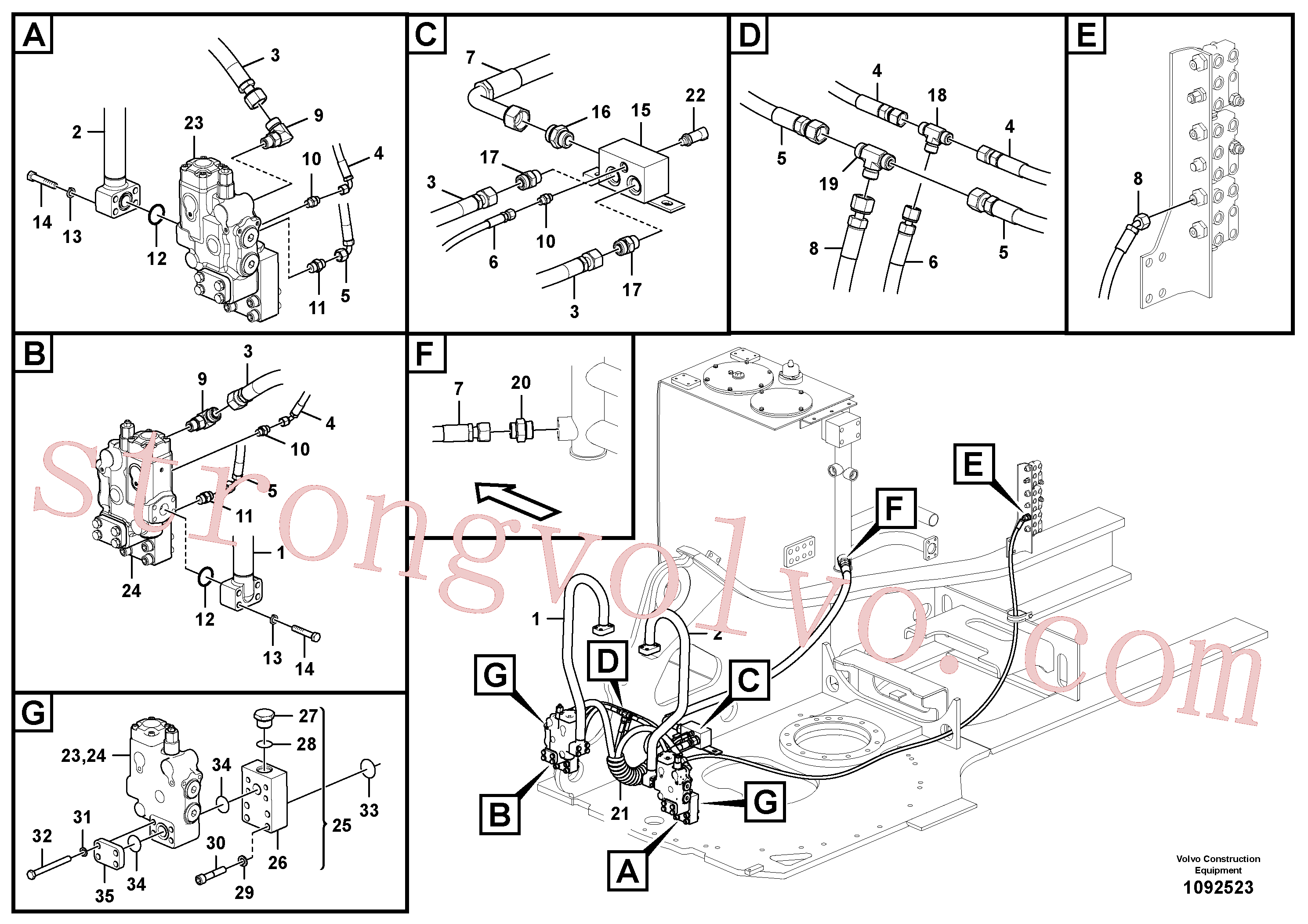 VOE14607997 Volvo Hidráulica de serviço, cilindro da lança(1092523 Montagem)