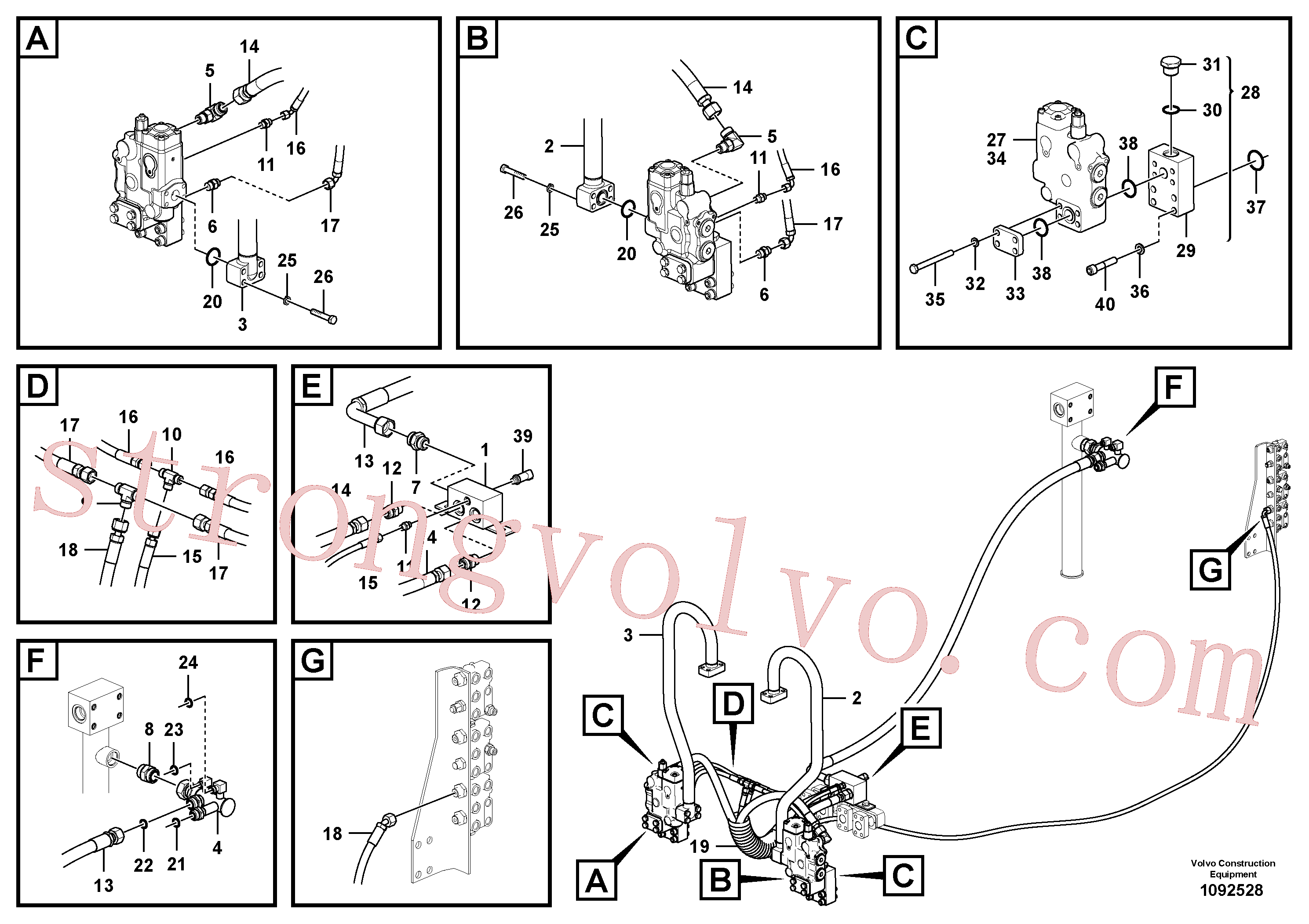 VOE14601220 Volvo Hidráulica de serviço, cilindro da lança(1092528 Montagem)