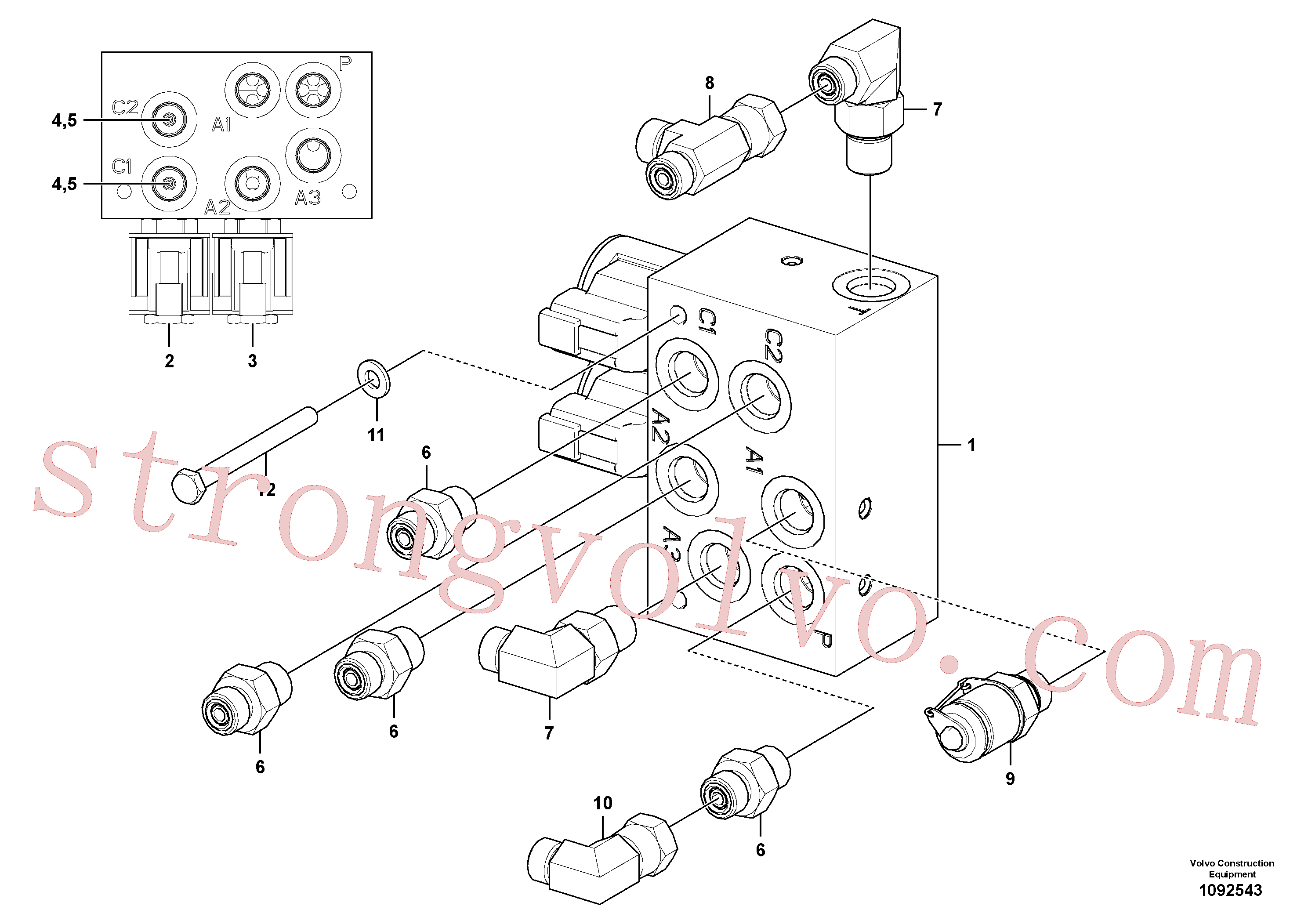 VOE17413498 Volvo Válvula hidráulica(1092543 Montagem)