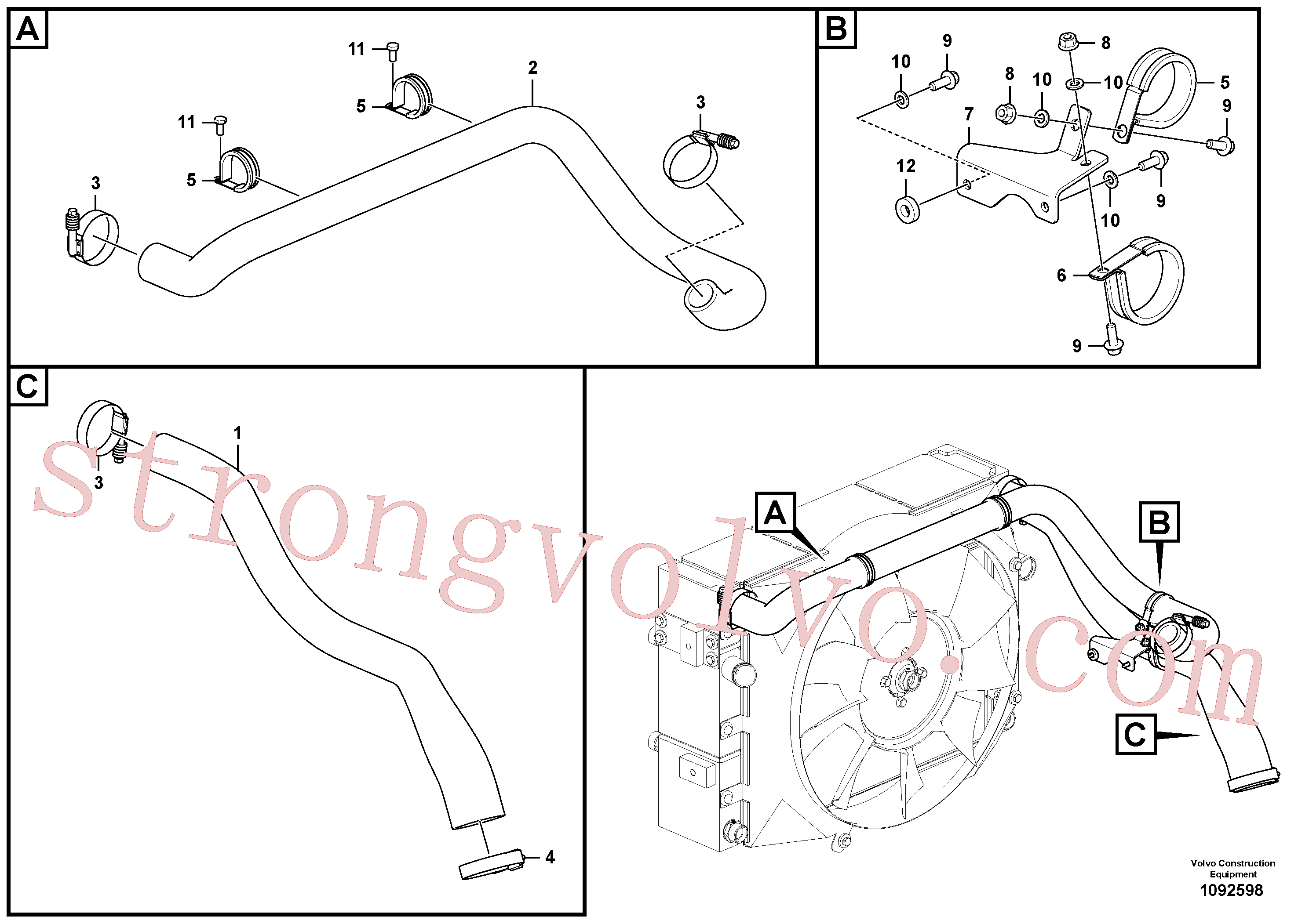 VOE14881507 Volvo Arrefecedor de ar comprimido, tubagem(1092598 Montagem)