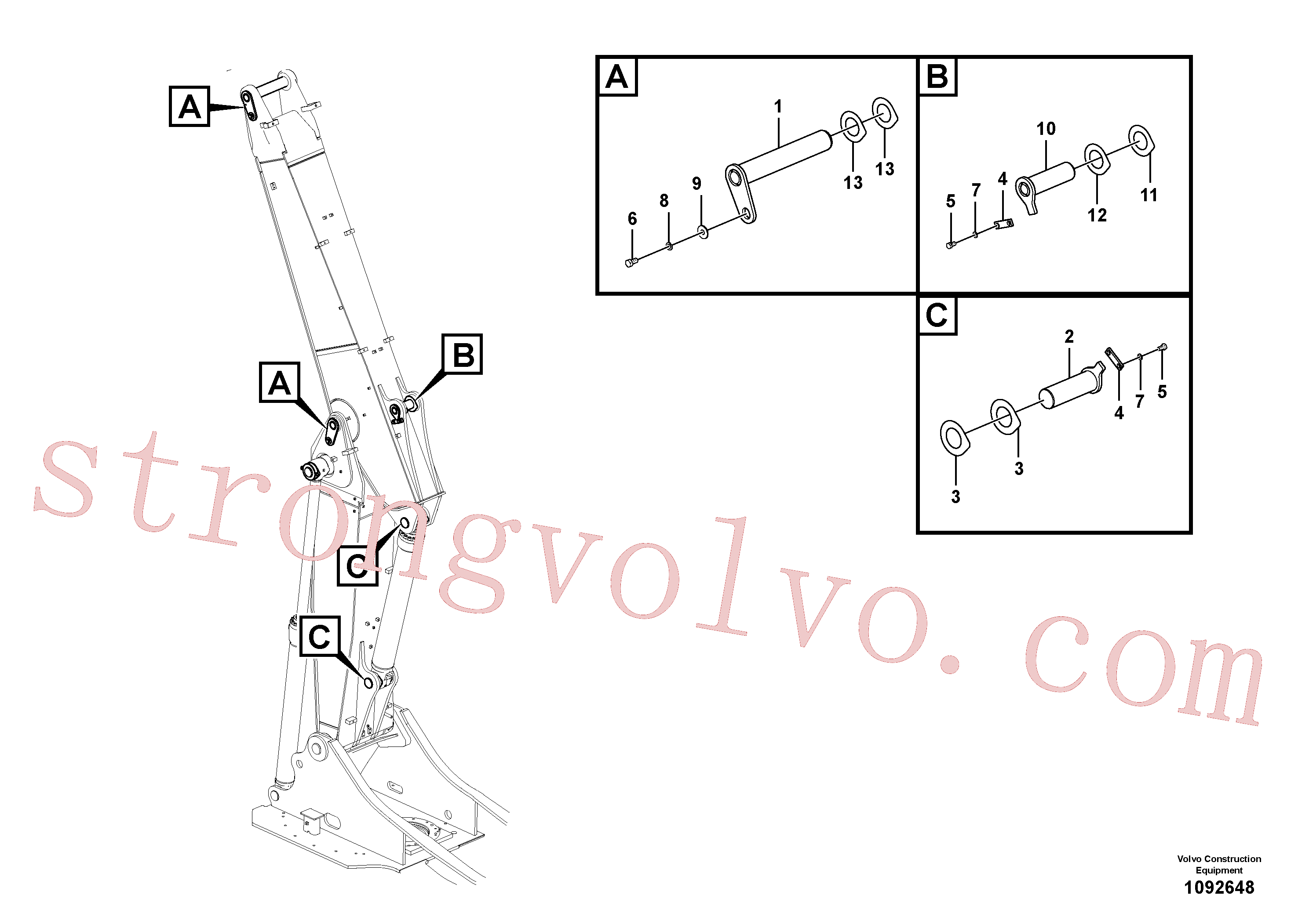 VOE14502194 Volvo Tirantes para a lança ajustável(1092648 Montagem)
