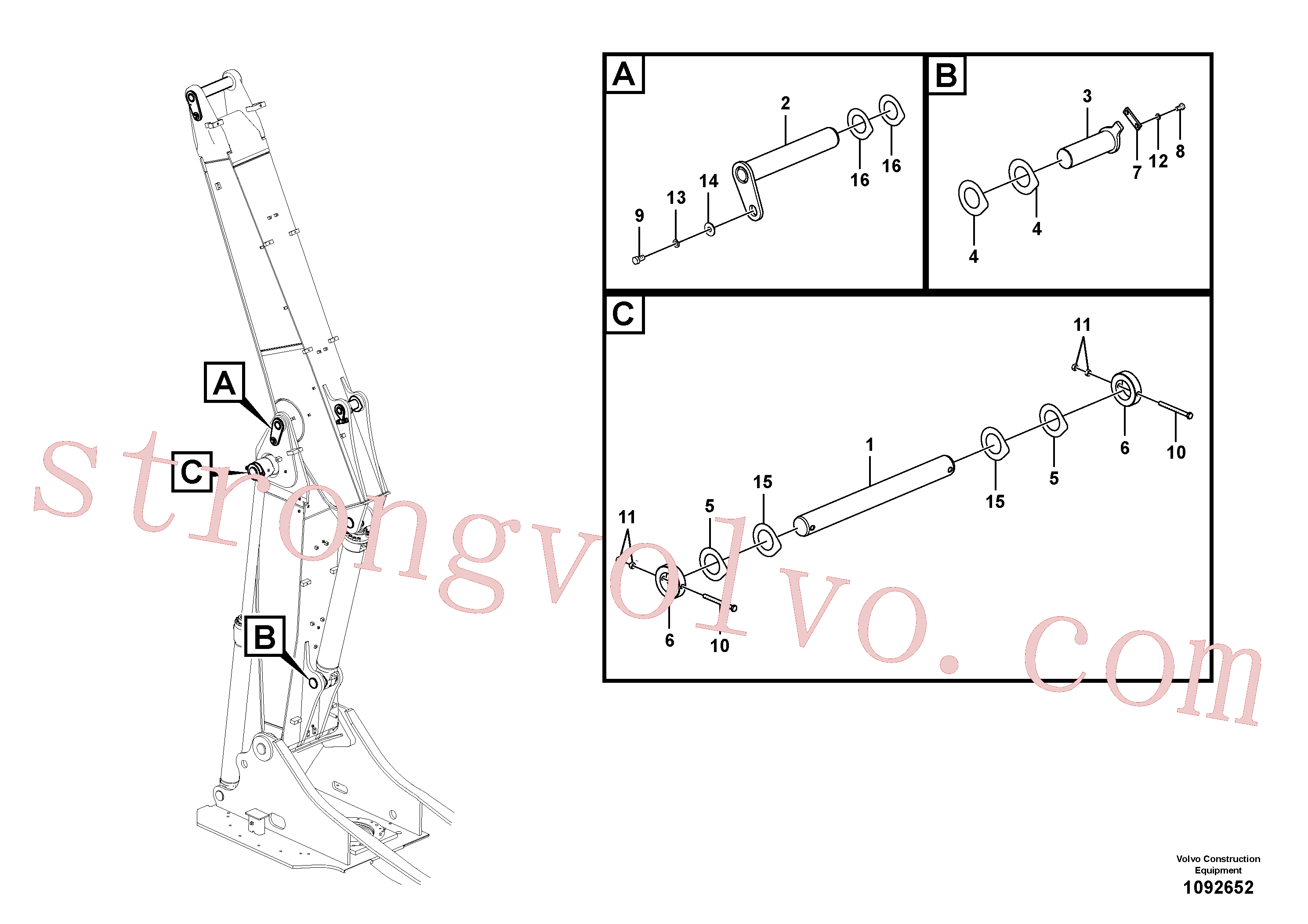 VOE14571848 Volvo Tirantes para a lança ajustável(1092652 Montagem)