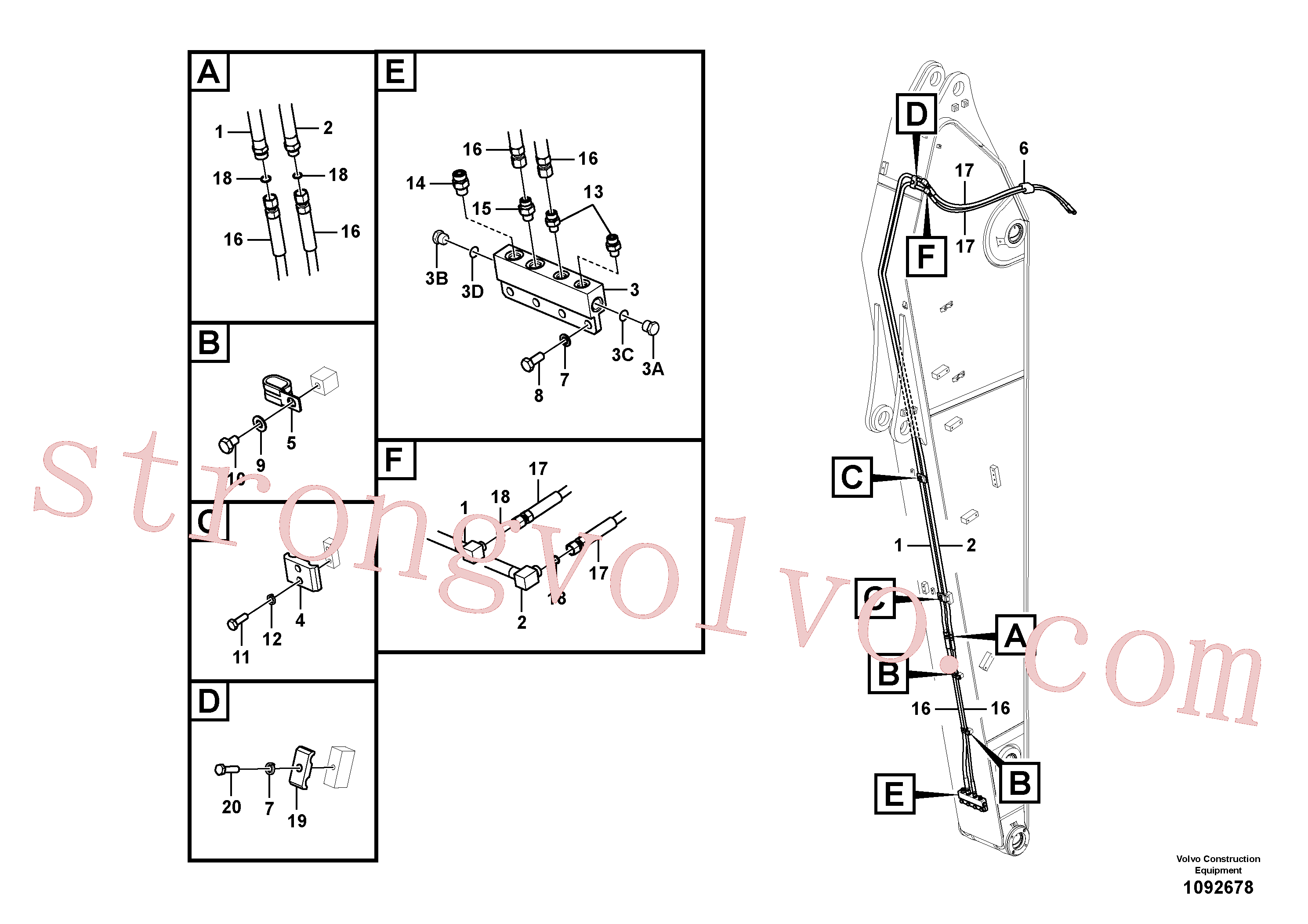 VOE14883853 Volvo Hidráulica de serviço, encaixe rápido no braço de afundamento(1092678 Montagem)