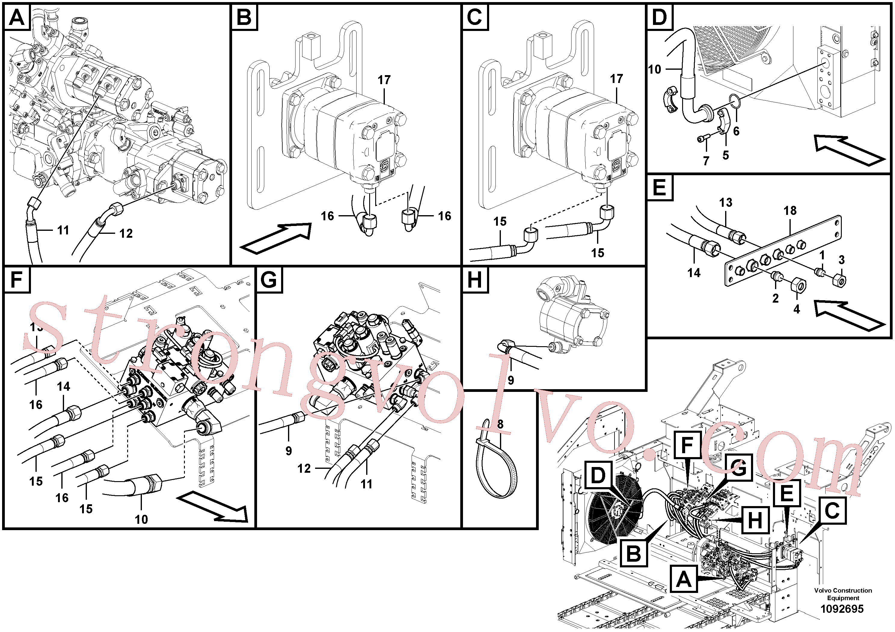 VOE936689 Volvo Linha hidráulica, transportador(1092695 Montagem)
