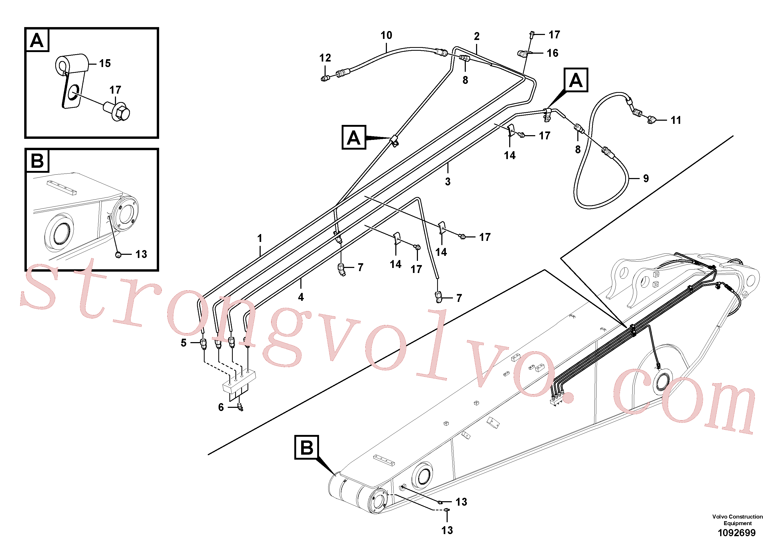 VOE14601882 Volvo Tubagem de massa e do braço de afundamento com sede da tubagem(1092699 Montagem)