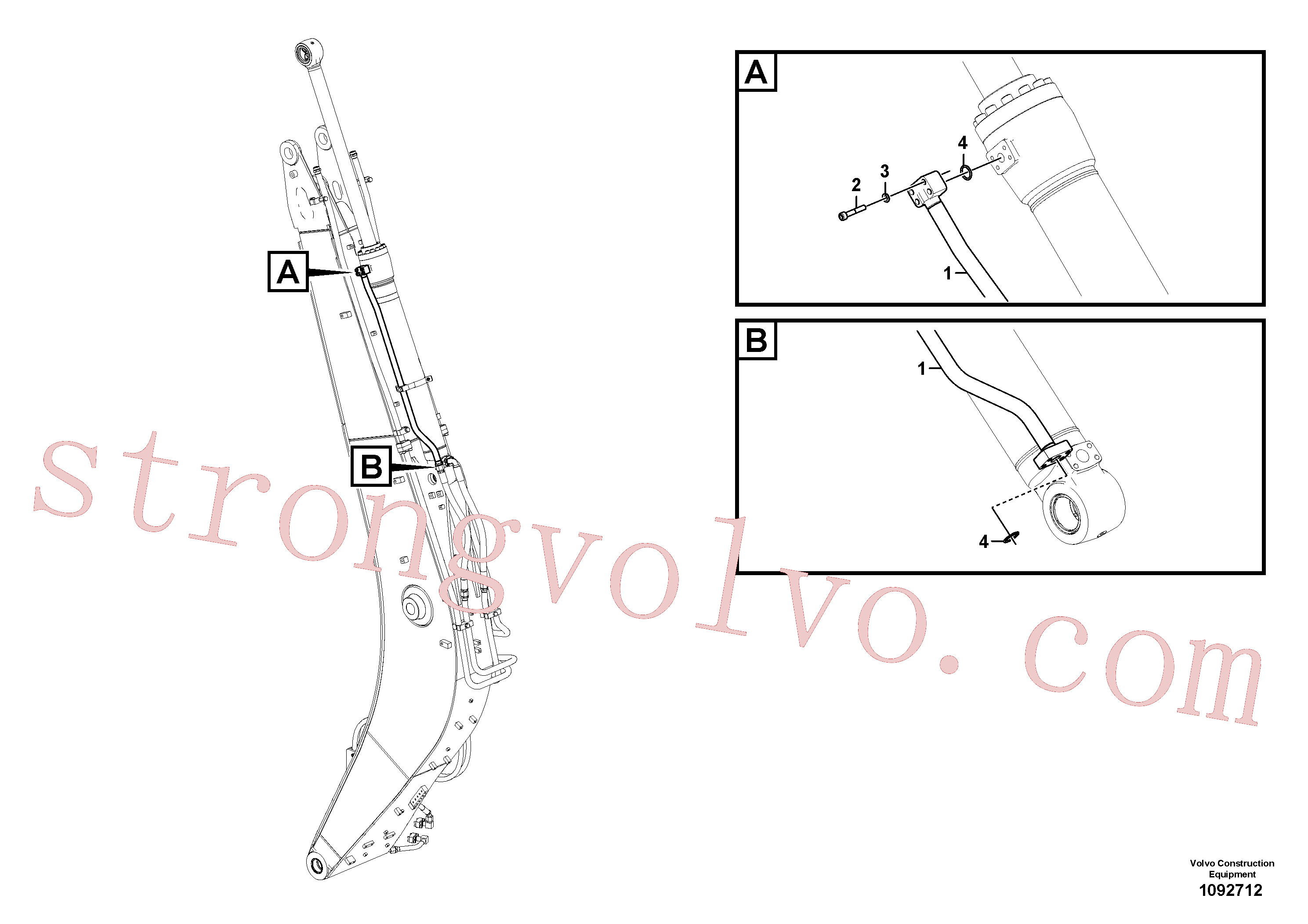 VOE14678069 Volvo Hidráulica de serviço, cilindro do braço de afundamento na lança.(1092712 Montagem)