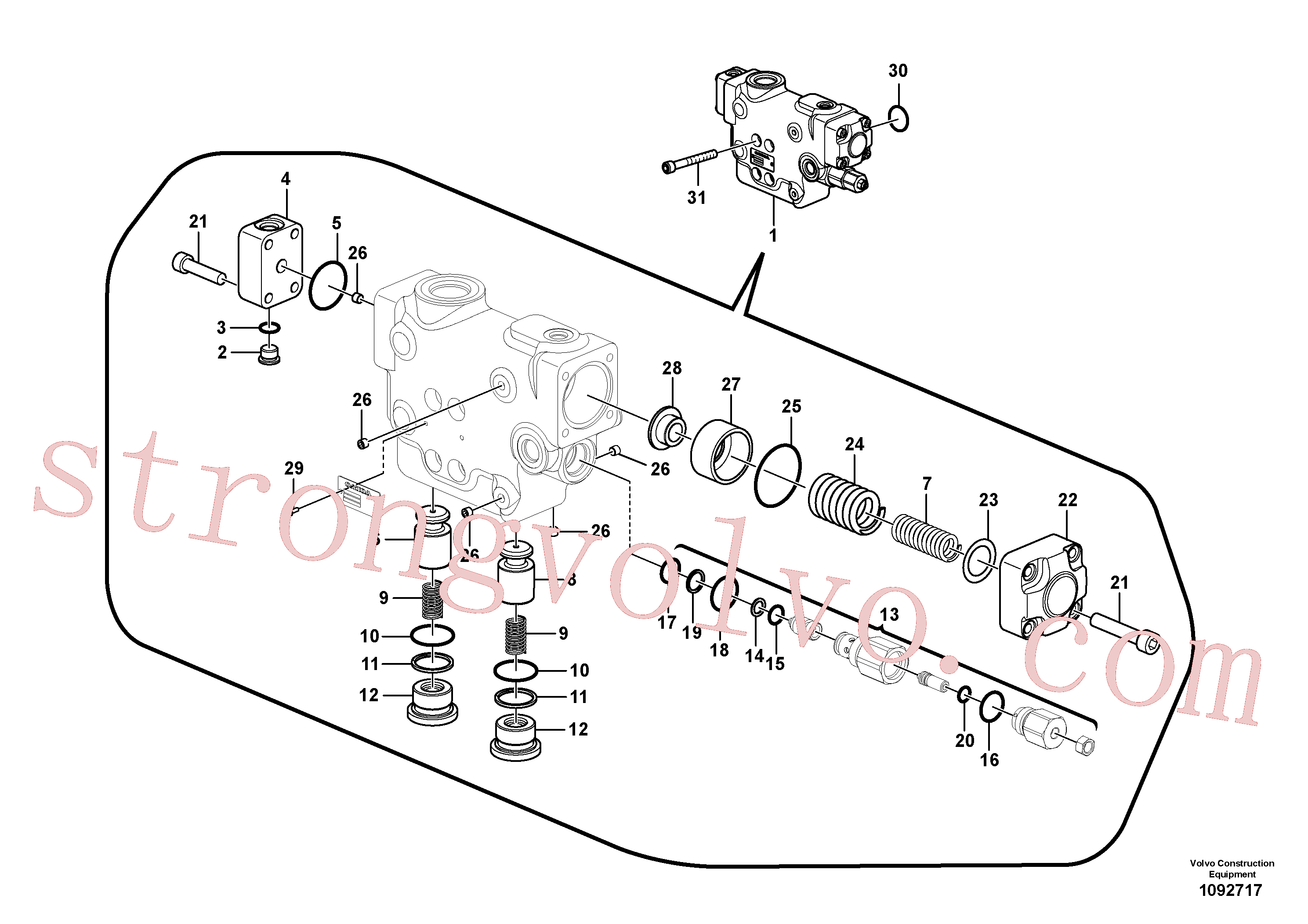 VOE60110249 Volvo Hidráulico de serviço, suporte da válvula de ruptura do braço de afundamento.(1092717 Montagem)