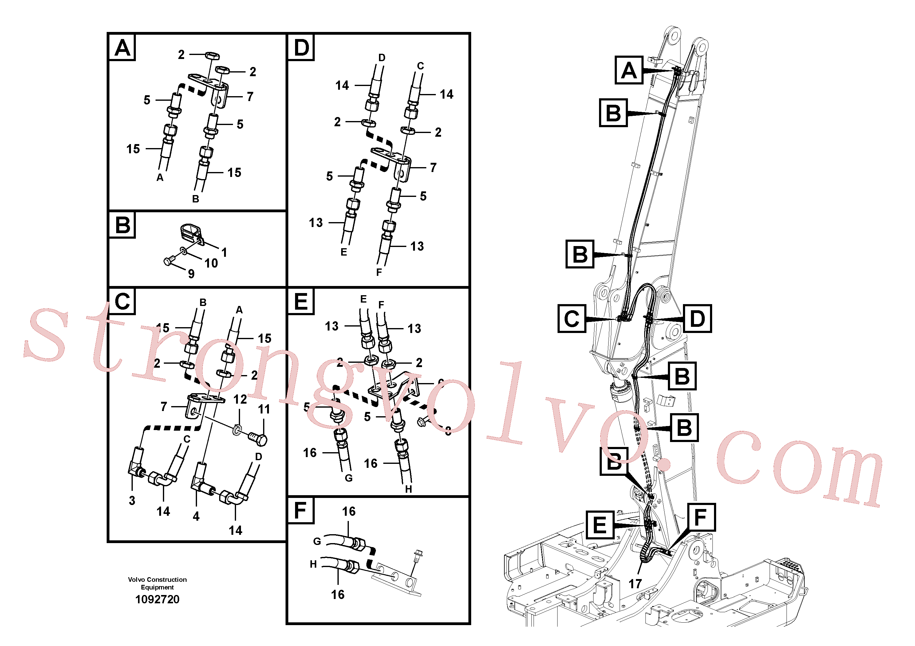 VOE14535710 Volvo Hidráulica de serviço, inclinação e rotor na lança ajustável(1092720 Montagem)