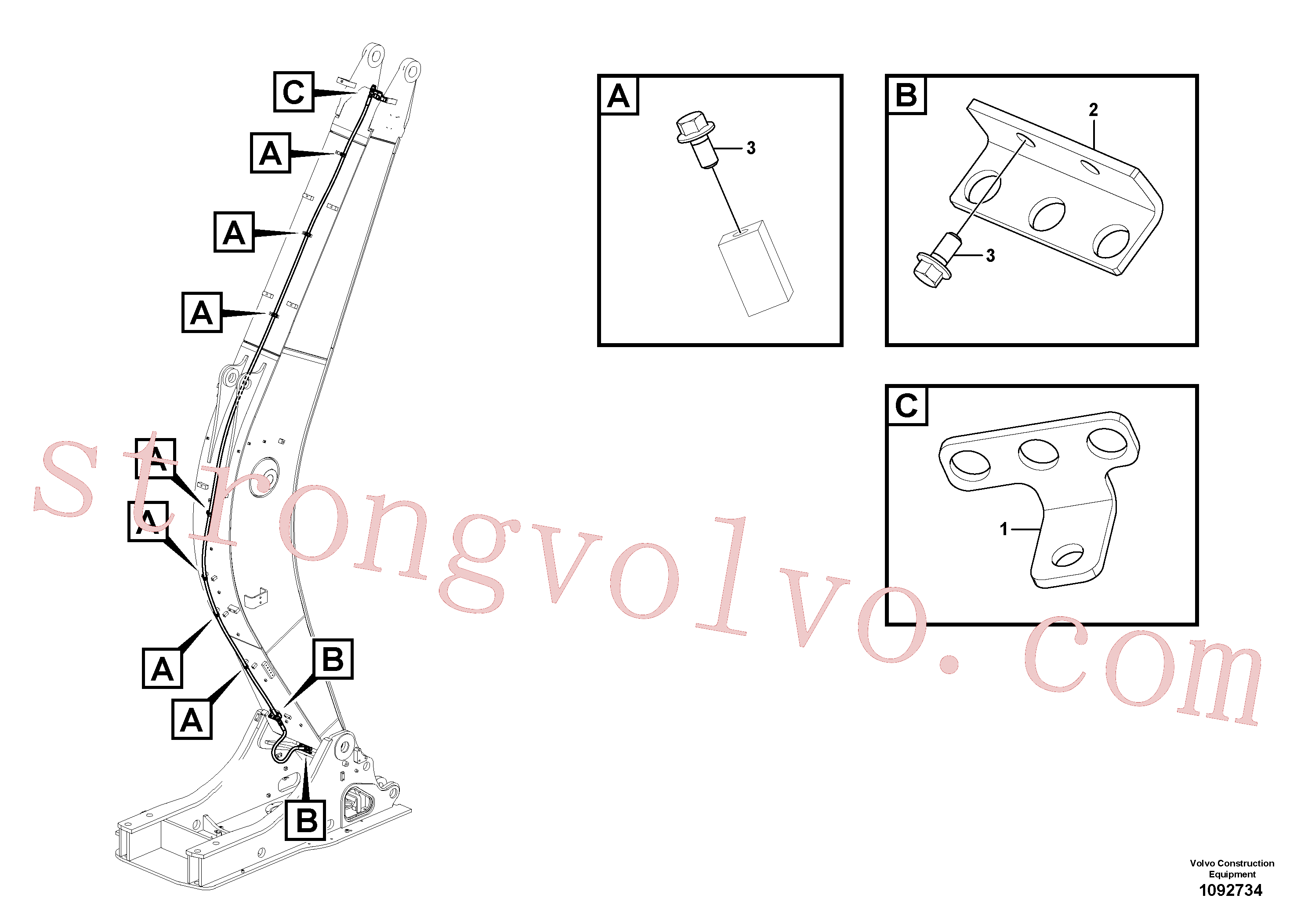 VOE14602078 Volvo Hidráulica de serviço, fuga de óleo na lança(1092734 Montagem)