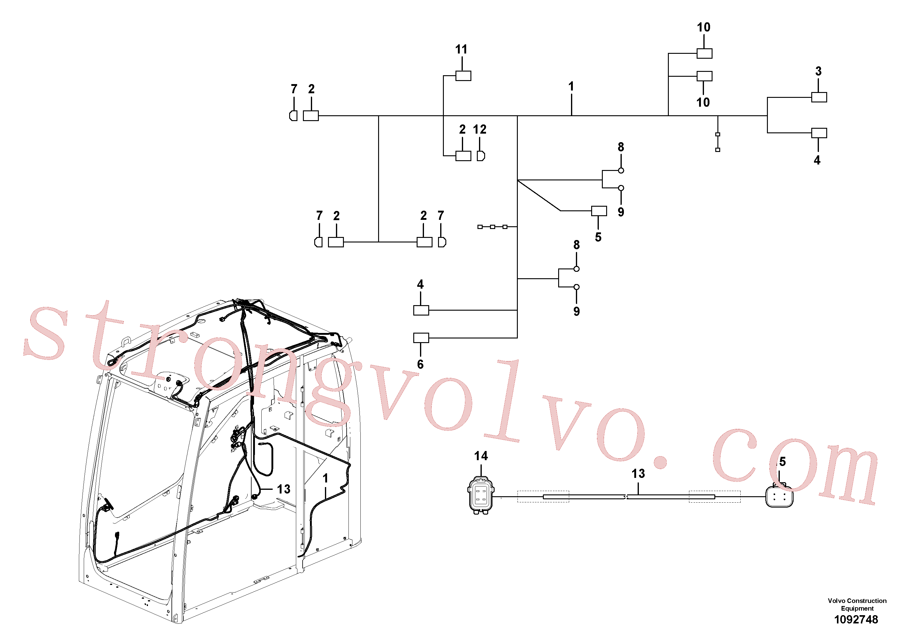 VOE25560442 Volvo Cablagem, cabina.(1092748 Montagem)
