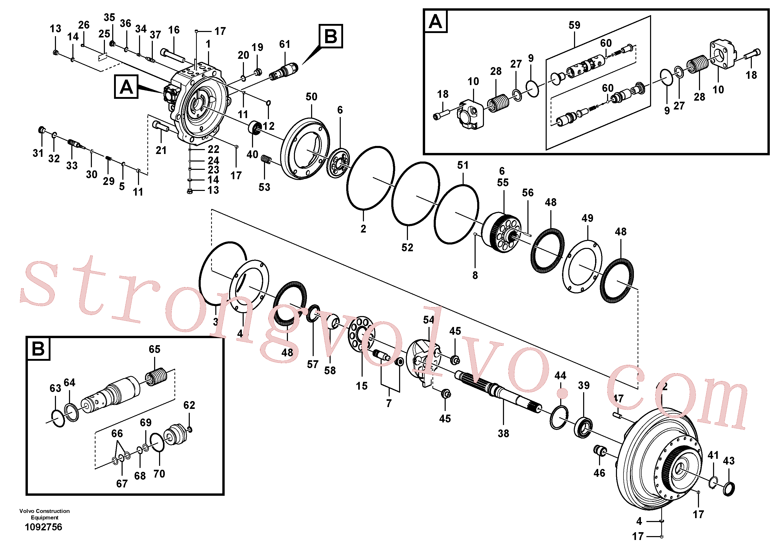 Atacado VOE14704091 Travel motor Volvo escavadeira
