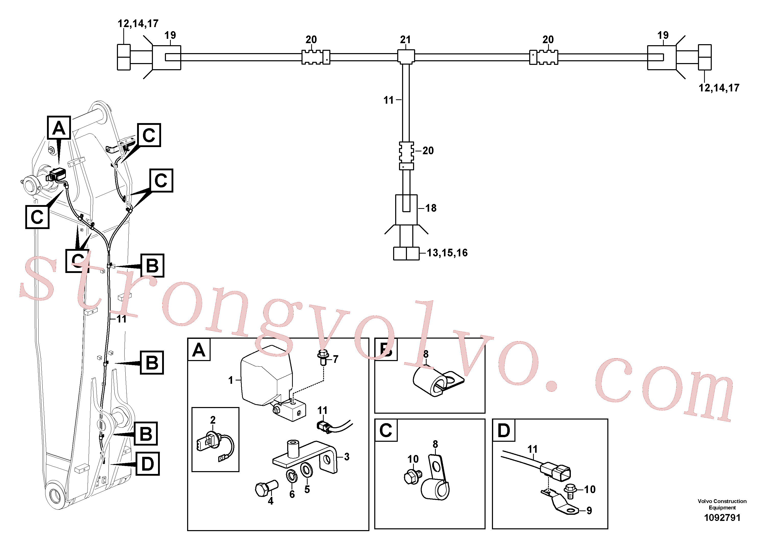 VOE25371063 Volvo Luz de trabalho na lança(1092791 Montagem)