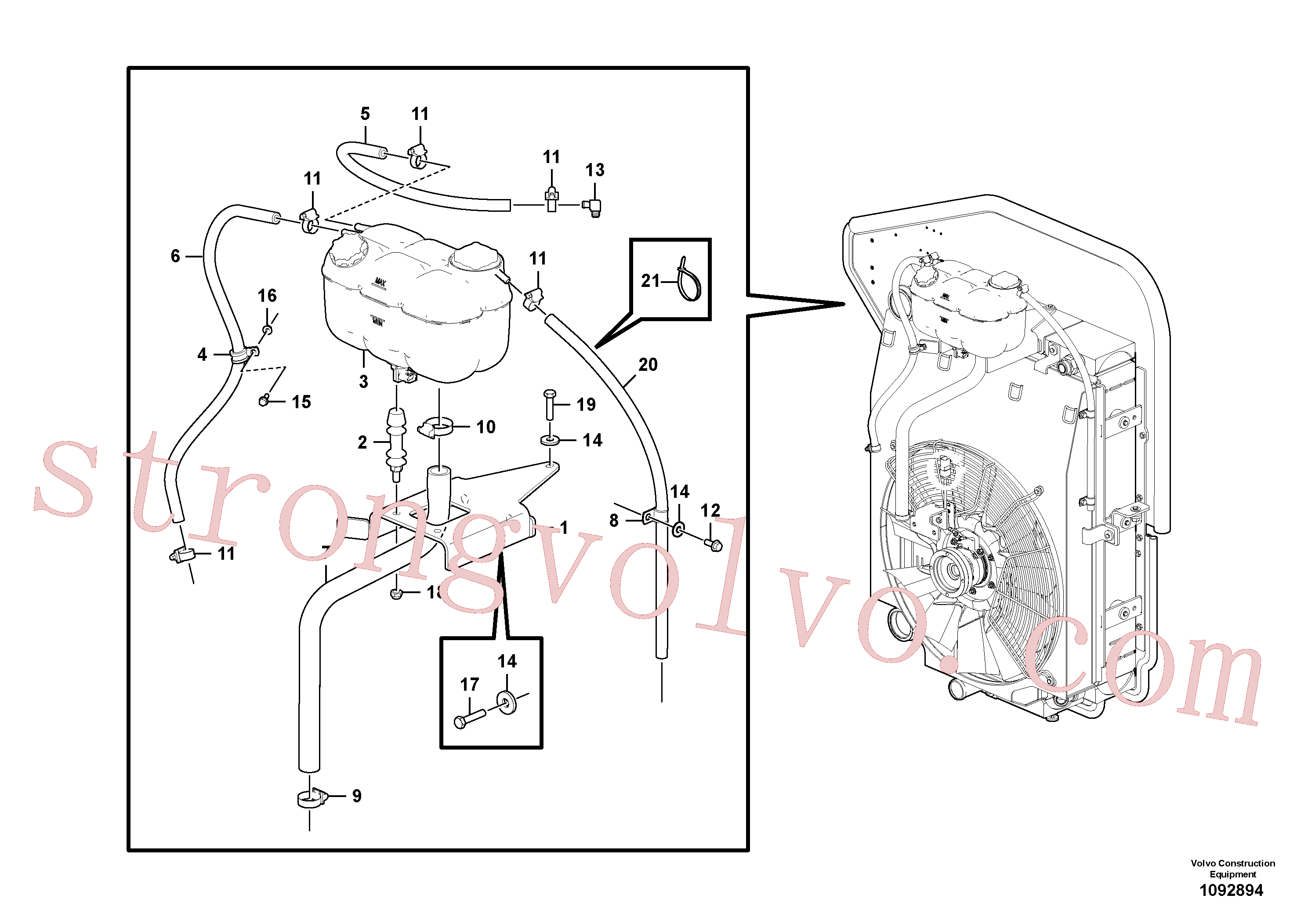 VOE997395 Volvo Tanque de expansão com acessórios(1092894 Montagem)