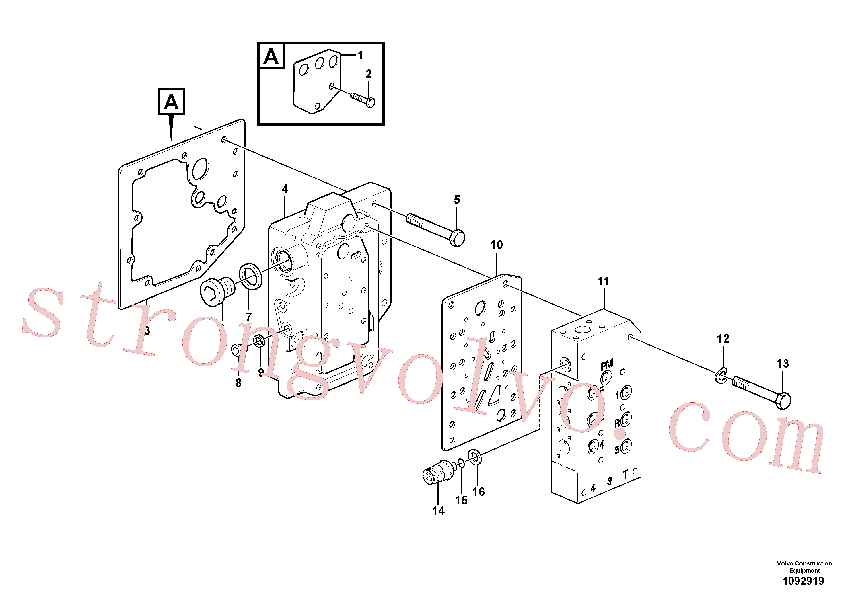 VOE60112787 Volvo Válvula do selector de gama com acessórios(1092919 Montagem)