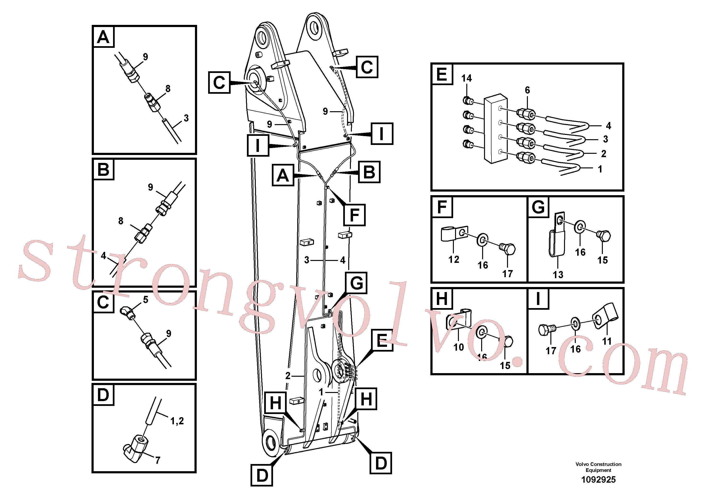 VOE14550284 Volvo Lança e tubagem de massa lubrificante, ajustável 1ª(1092925 Montagem)