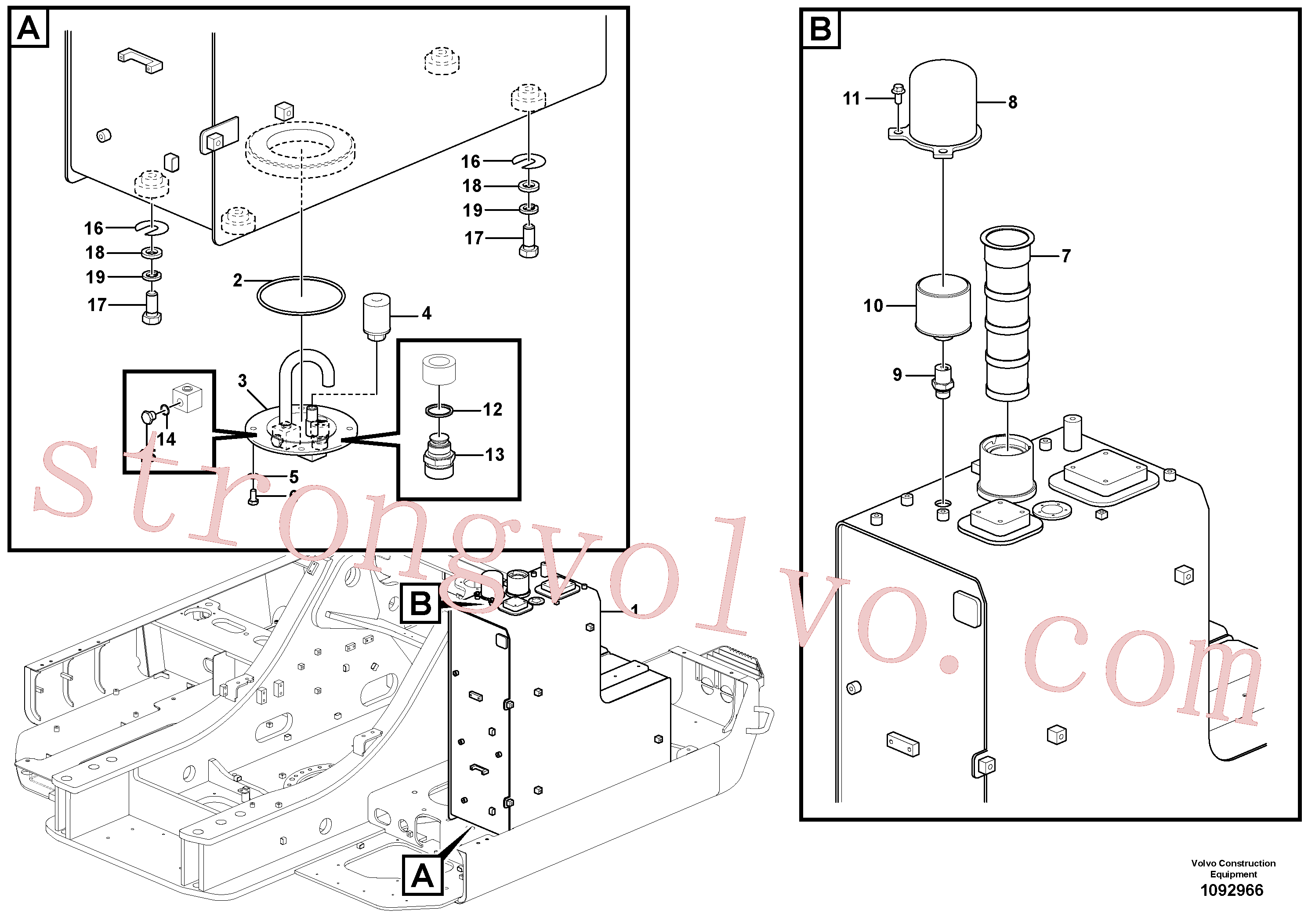 VOE955929 Volvo Depósito de combustível com acessórios(1092966 Montagem)