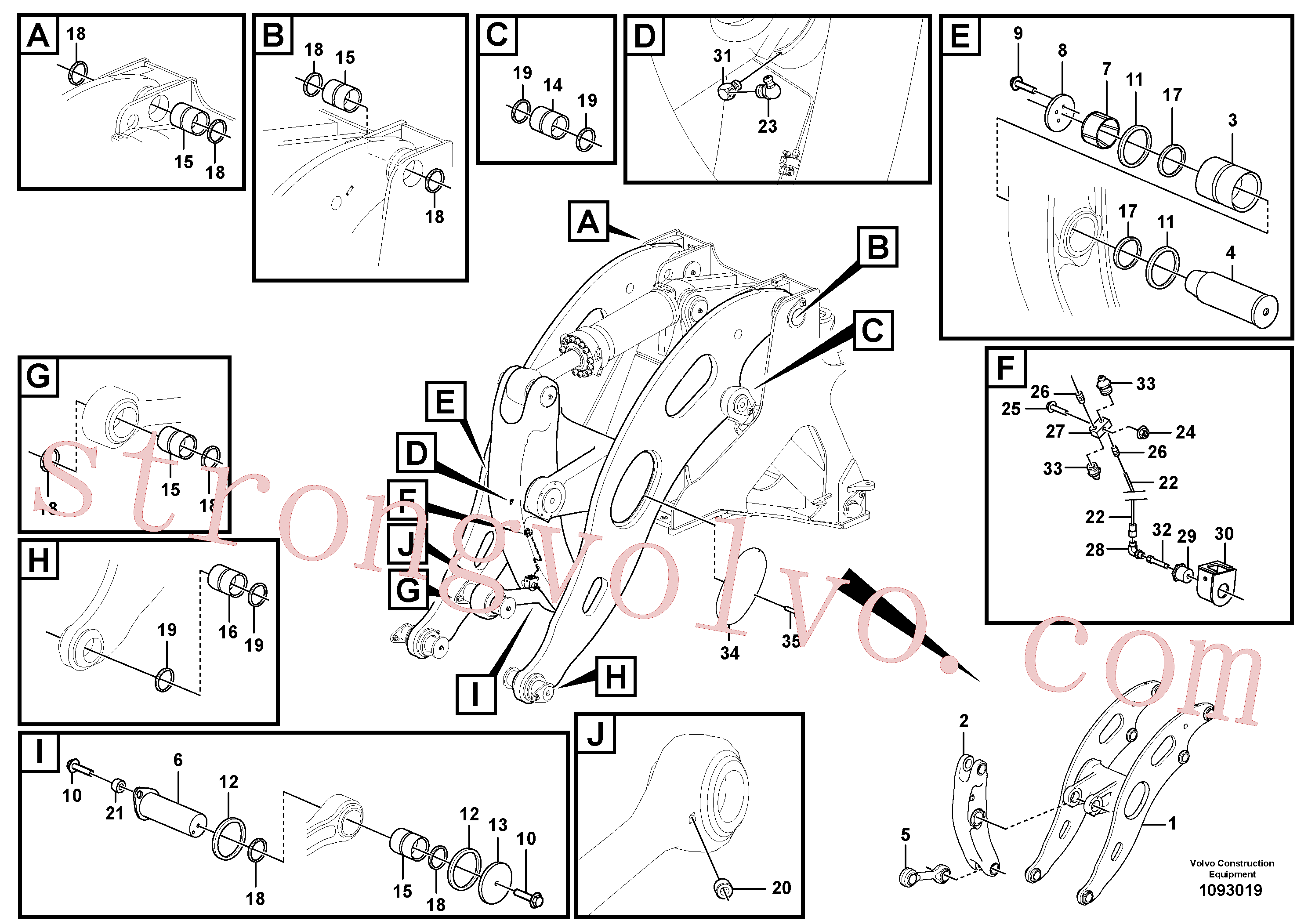 VOE60113104 Volvo Estrutura de elevação com peças de montagem(1093019 Montagem)