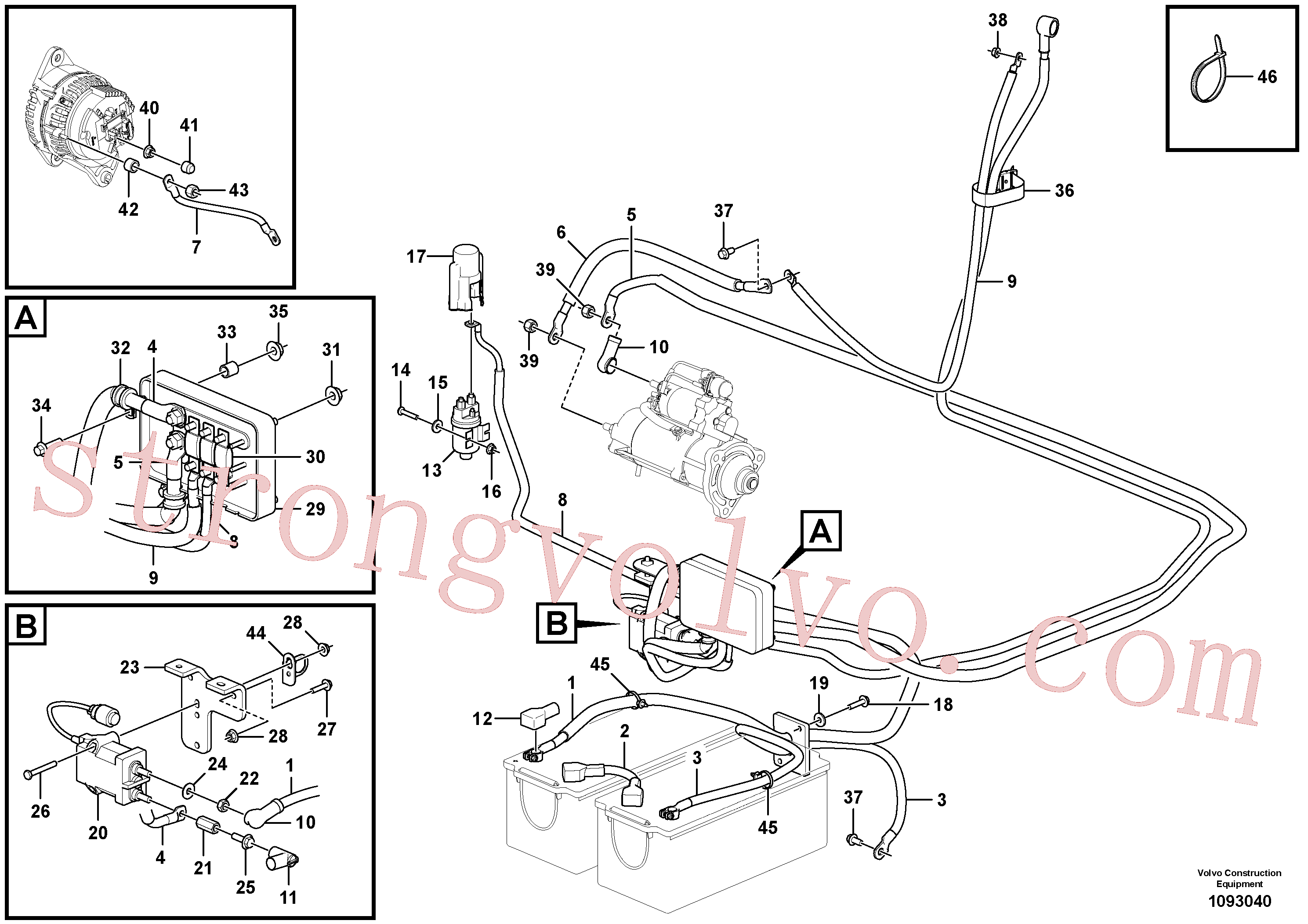 VOE60113547 Volvo Cabos, bateria(1093040 Montagem)