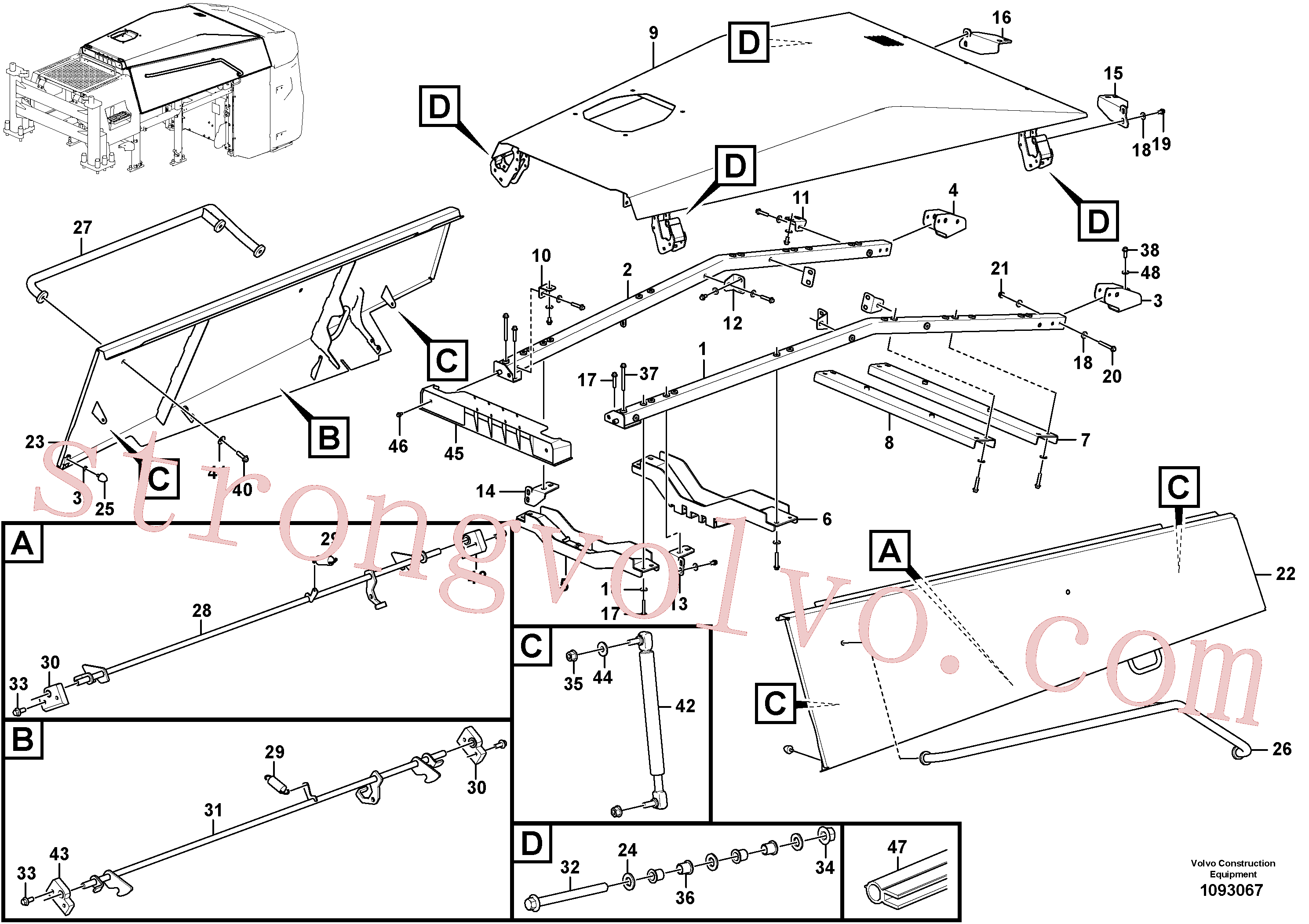 VOE984759 Volvo Tampa do motor(1093067 Montagem)