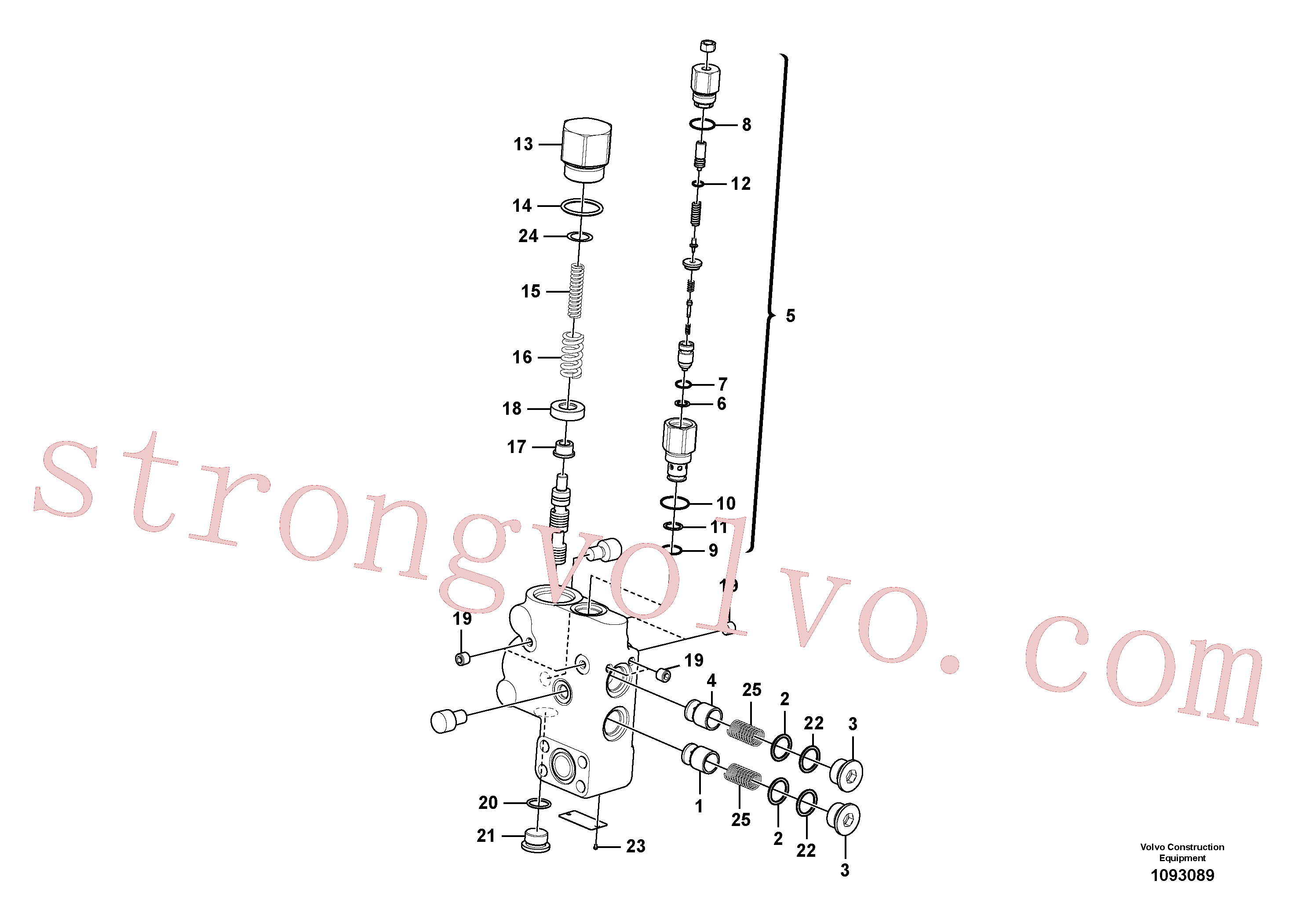 VOE14505570 Volvo Hidráulico de serviço, suporte da válvula de ruptura da lança(1093089 Montagem)