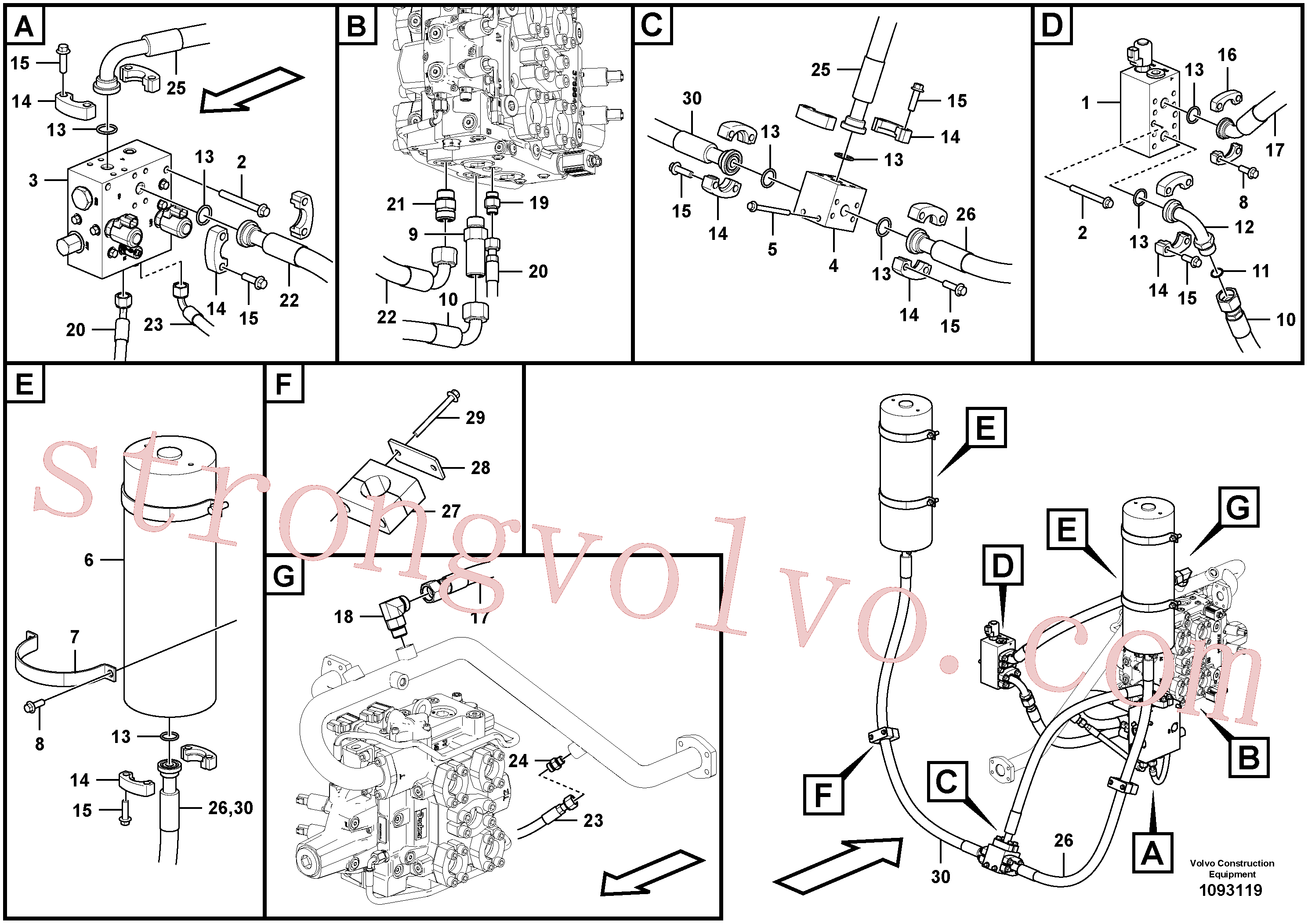 VOE60113240 Volvo Sistema de suspensão da lança(1093119 Montagem)