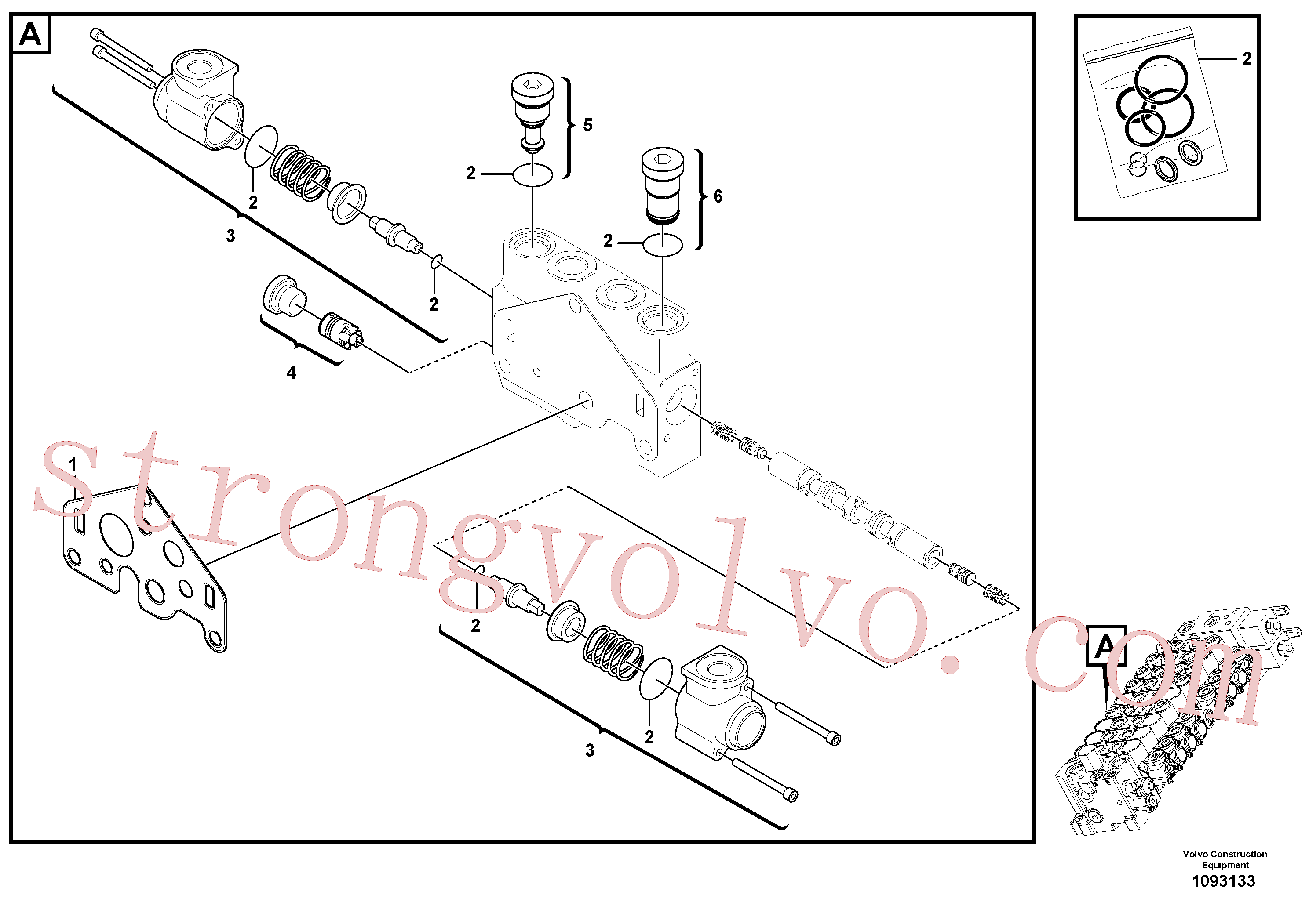 VOE11710924 Volvo Secção da válvula(1093133 Montagem)