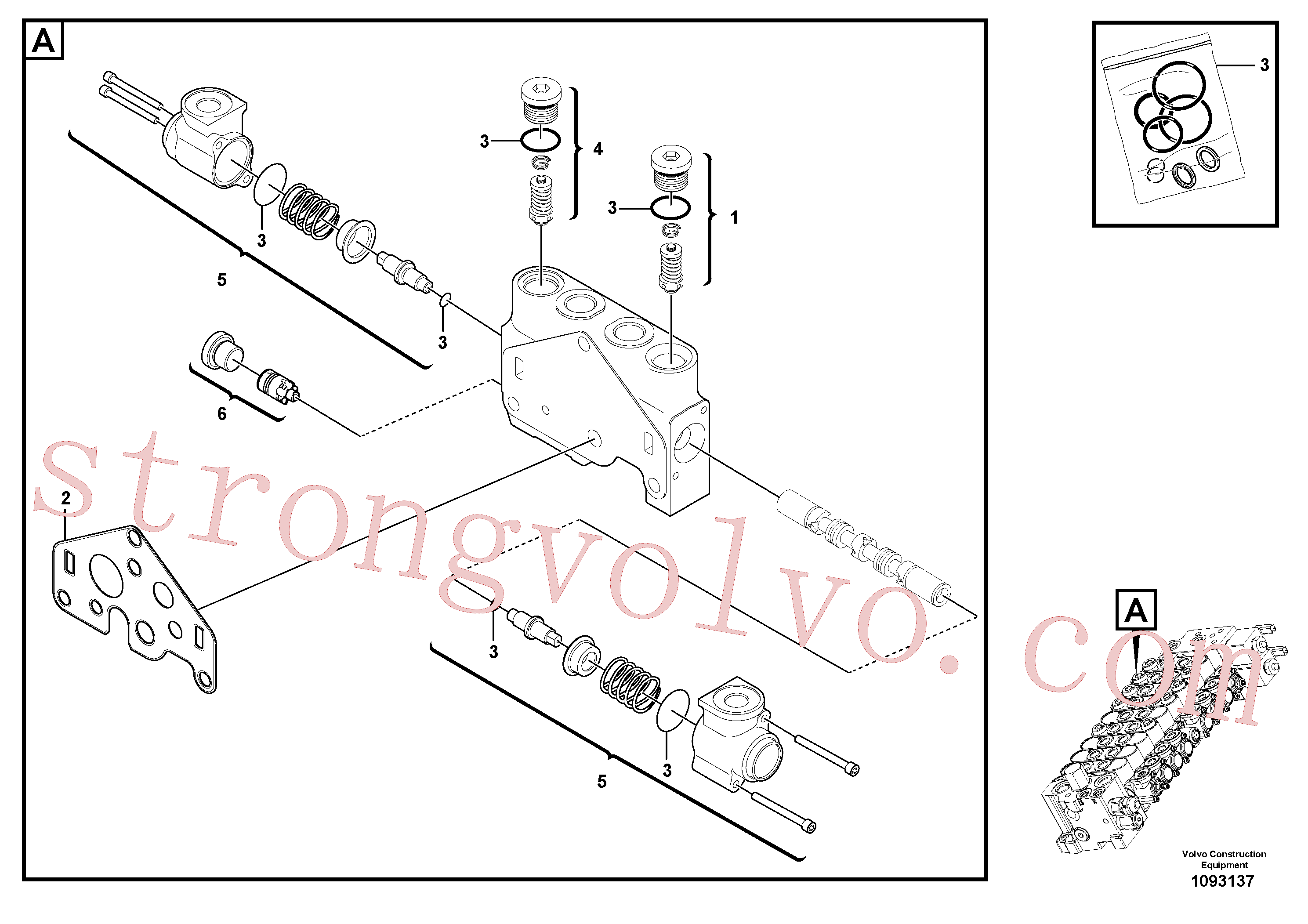 VOE17491807 Volvo Secção da válvula(1093137 Montagem)