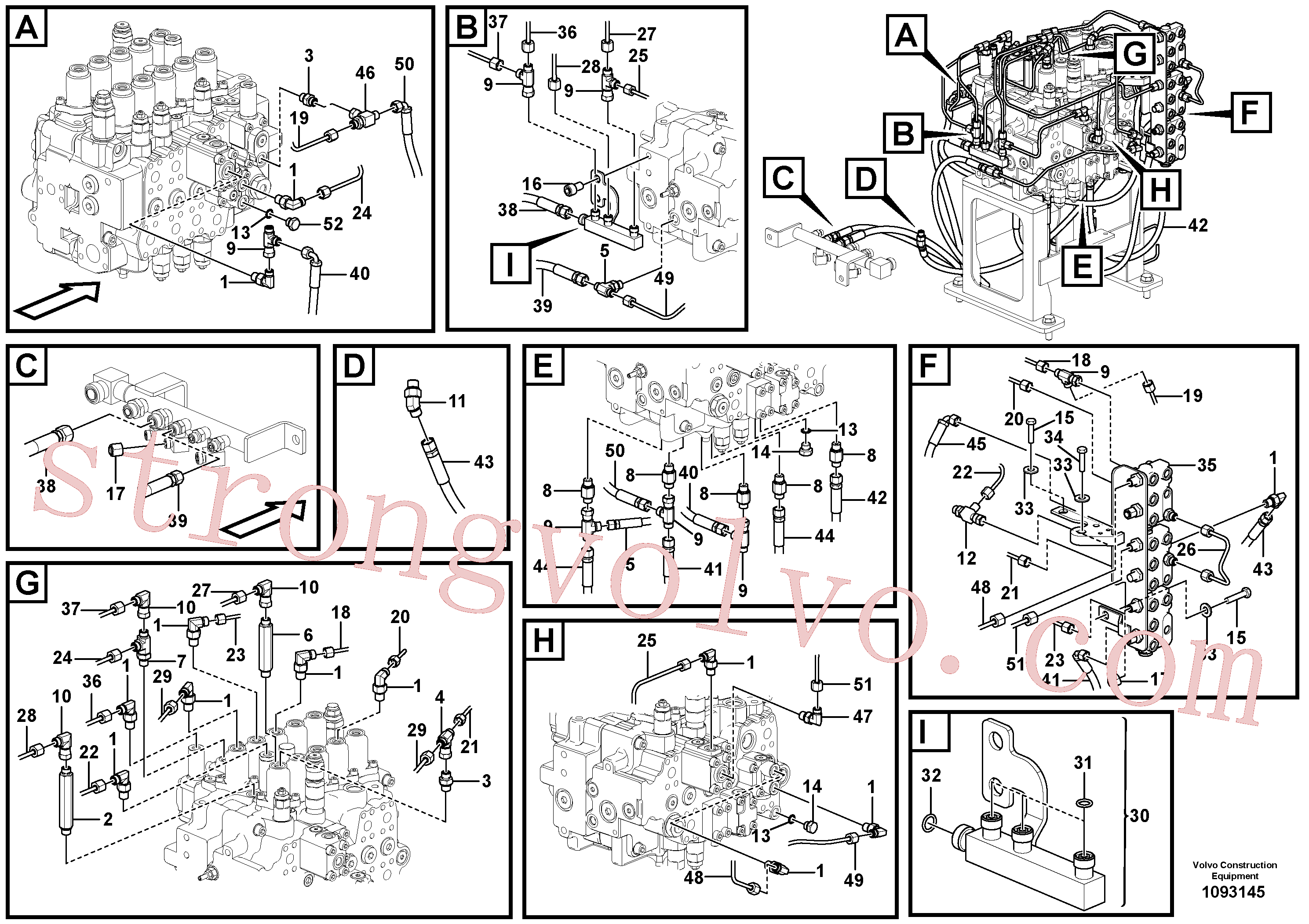 VOE937857 Volvo Sistema servomotor, tubagem da válvula de comando(1093145 Montagem)