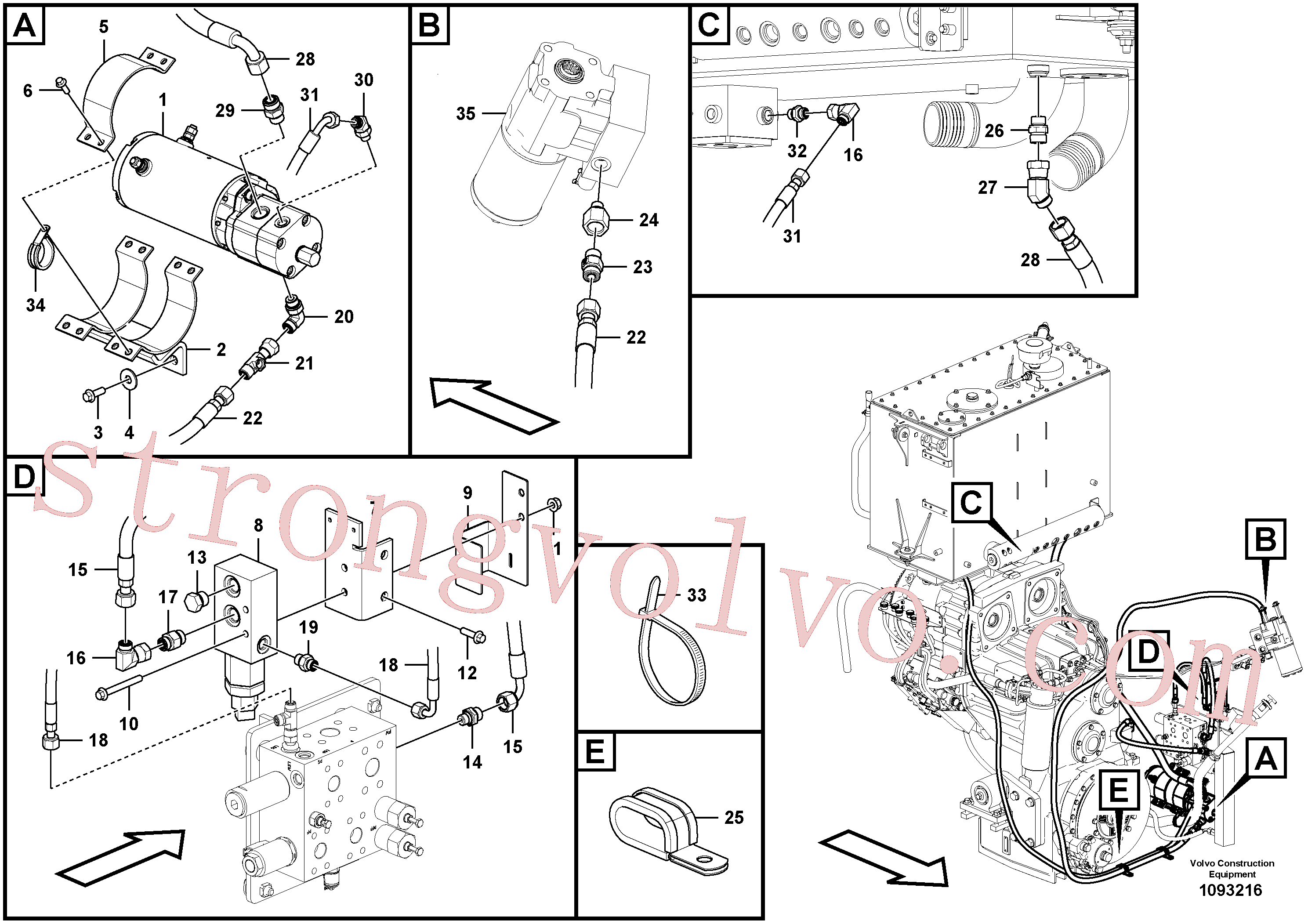 VOE936464 Volvo Sistema de direcção auxiliar(1093216 Montagem)