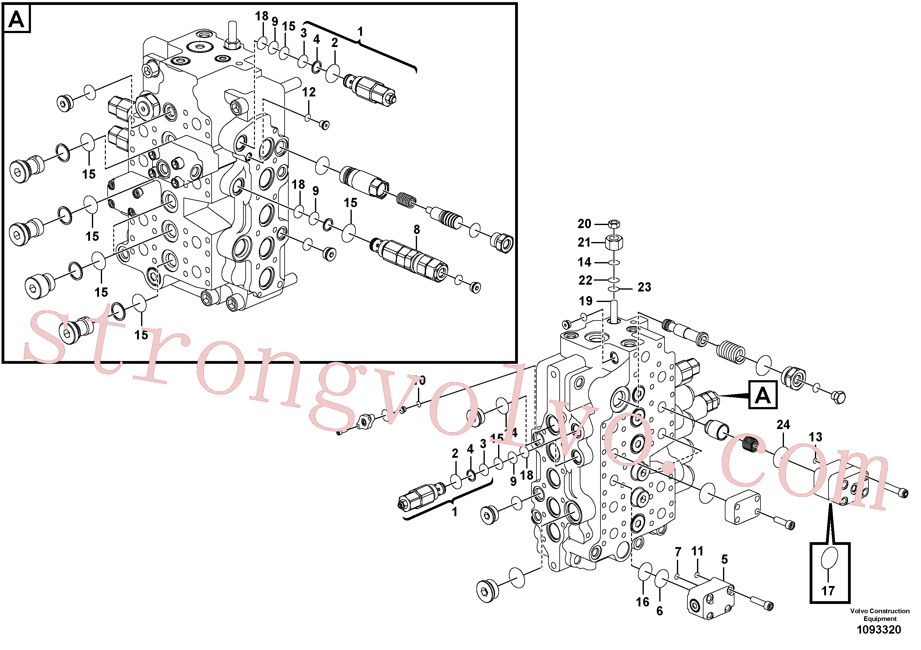 VOE14552431 Volvo Válvula mestra de comando(1093320 Montagem)