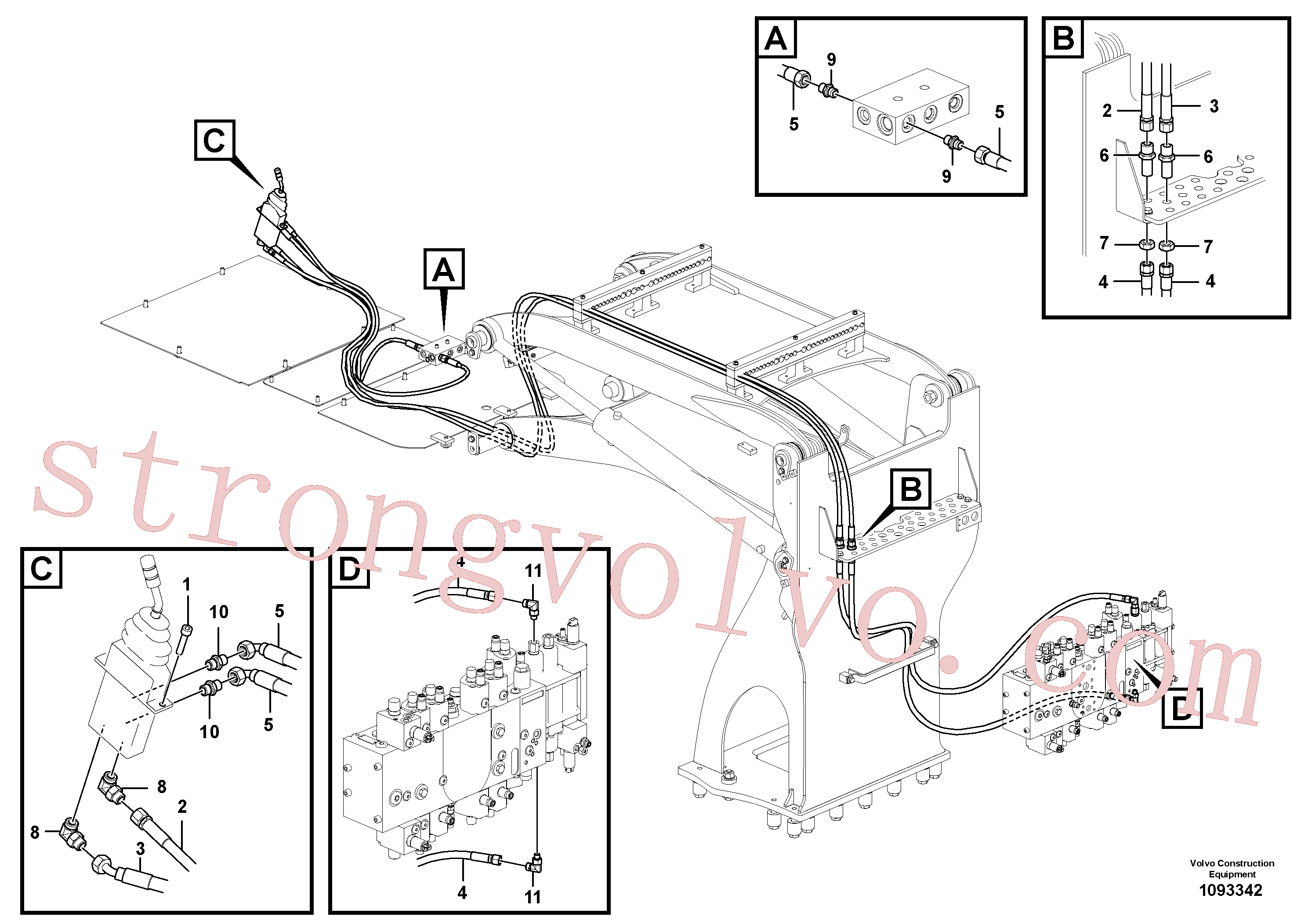 VOE936697 Volvo Joystick do servo-sistema, cabina elevatória(1093342 Montagem)