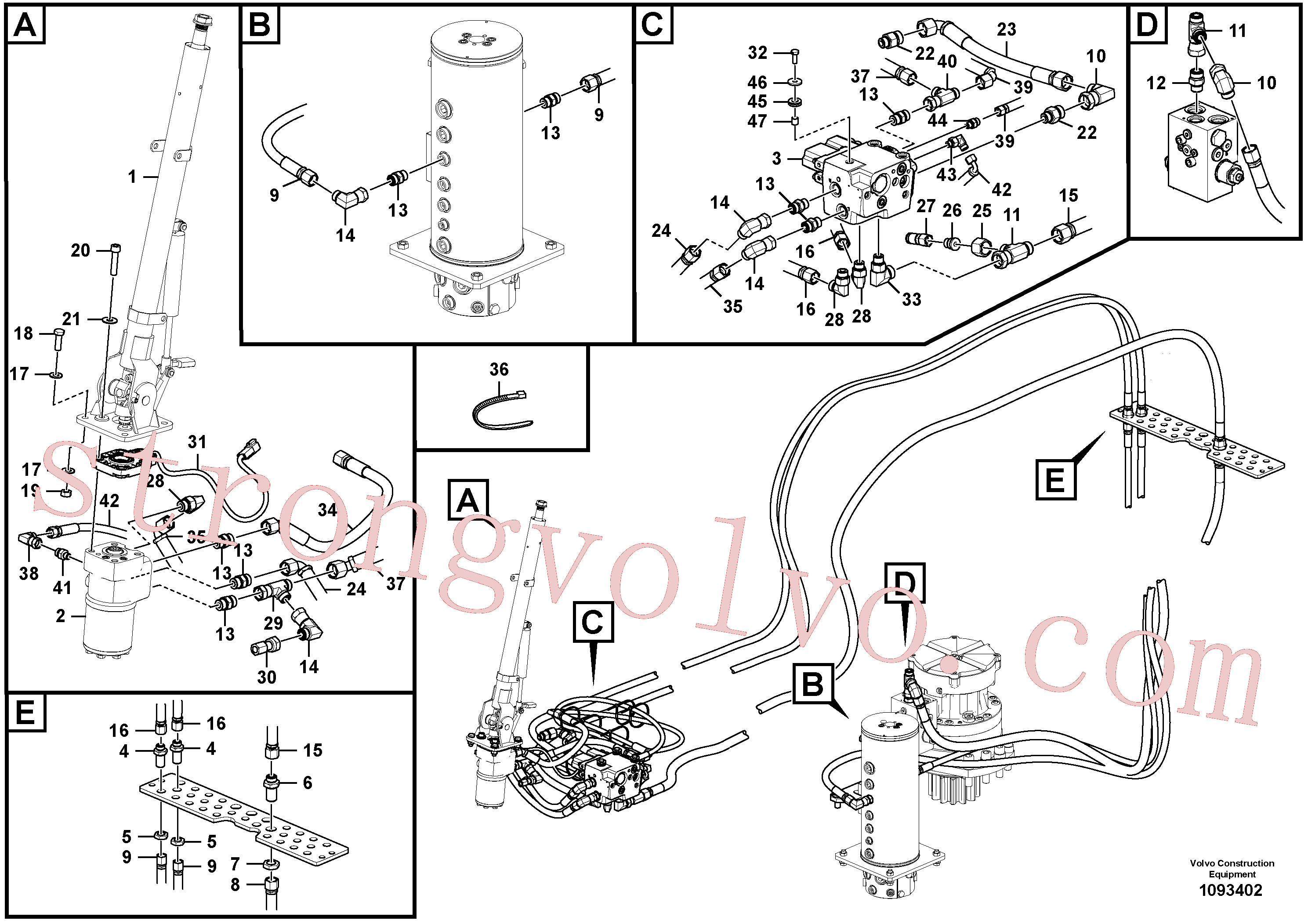VOE937254 Volvo Sistema hidráulico, linha da direcção(1093402 Montagem)