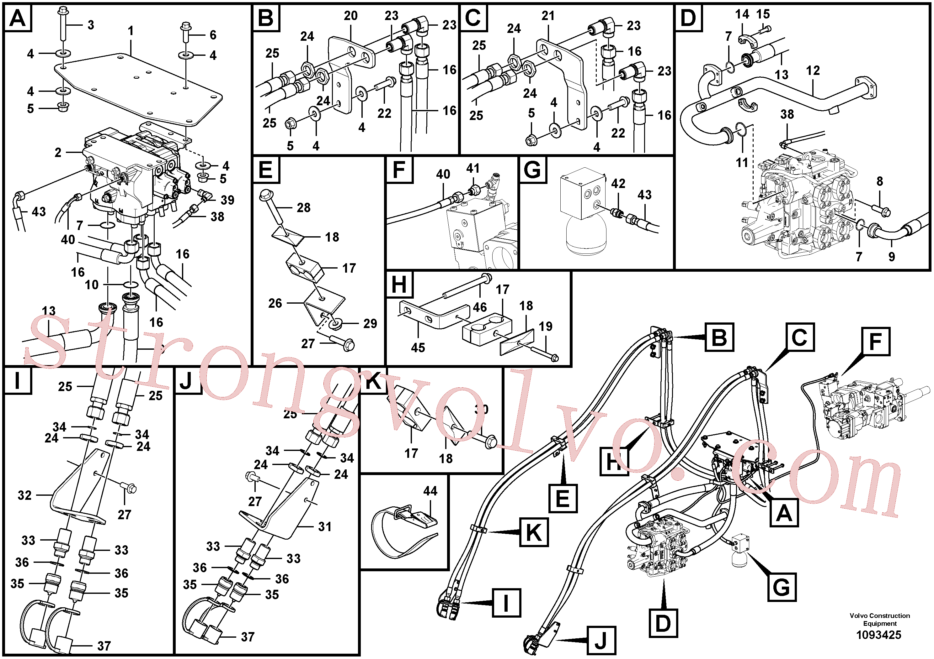 VOE936434 Volvo Controlo hidráulico 3.ª/4.ª(1093425 Montagem)