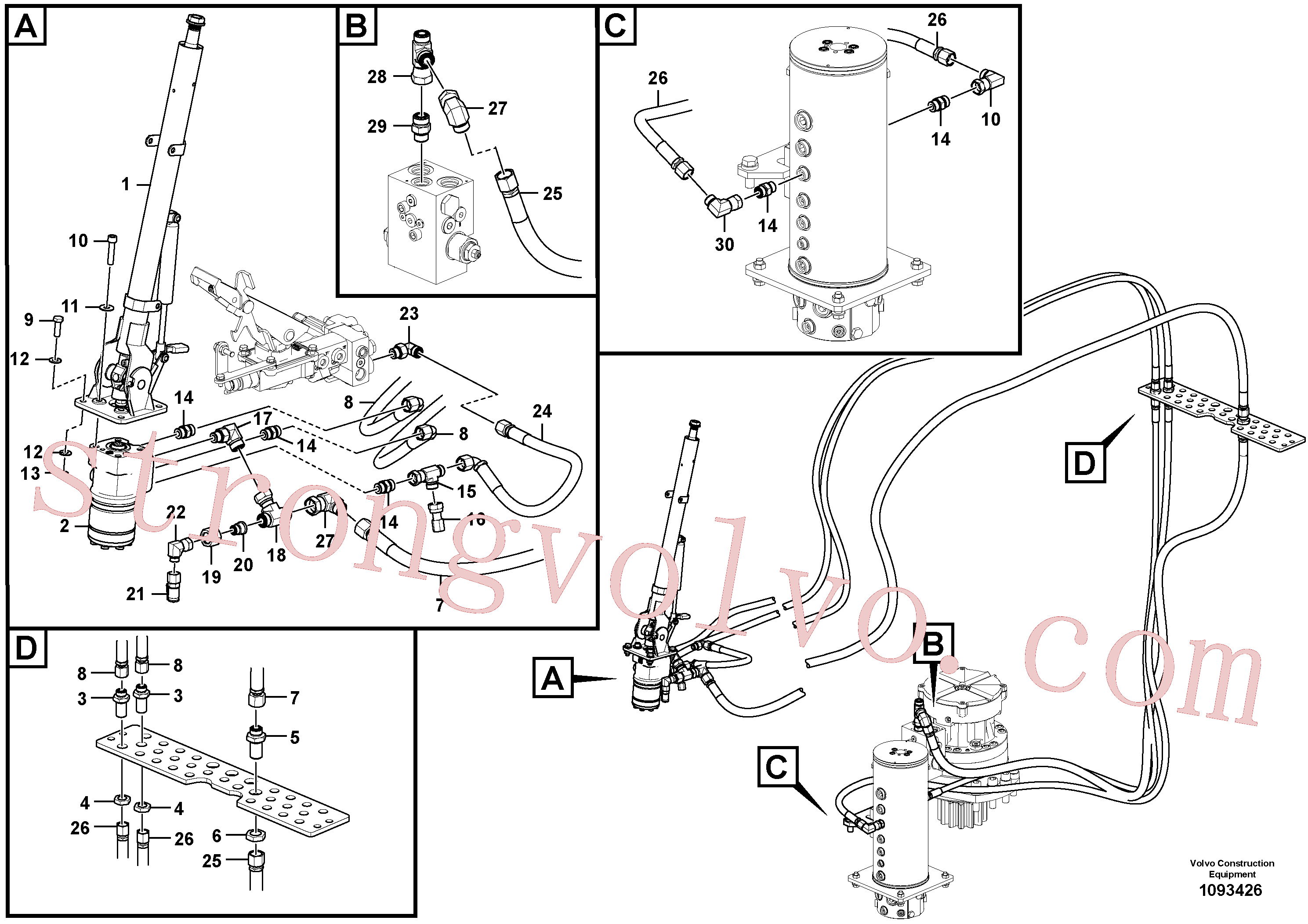 VOE937028 Volvo Sistema hidráulico, linha da direcção(1093426 Montagem)