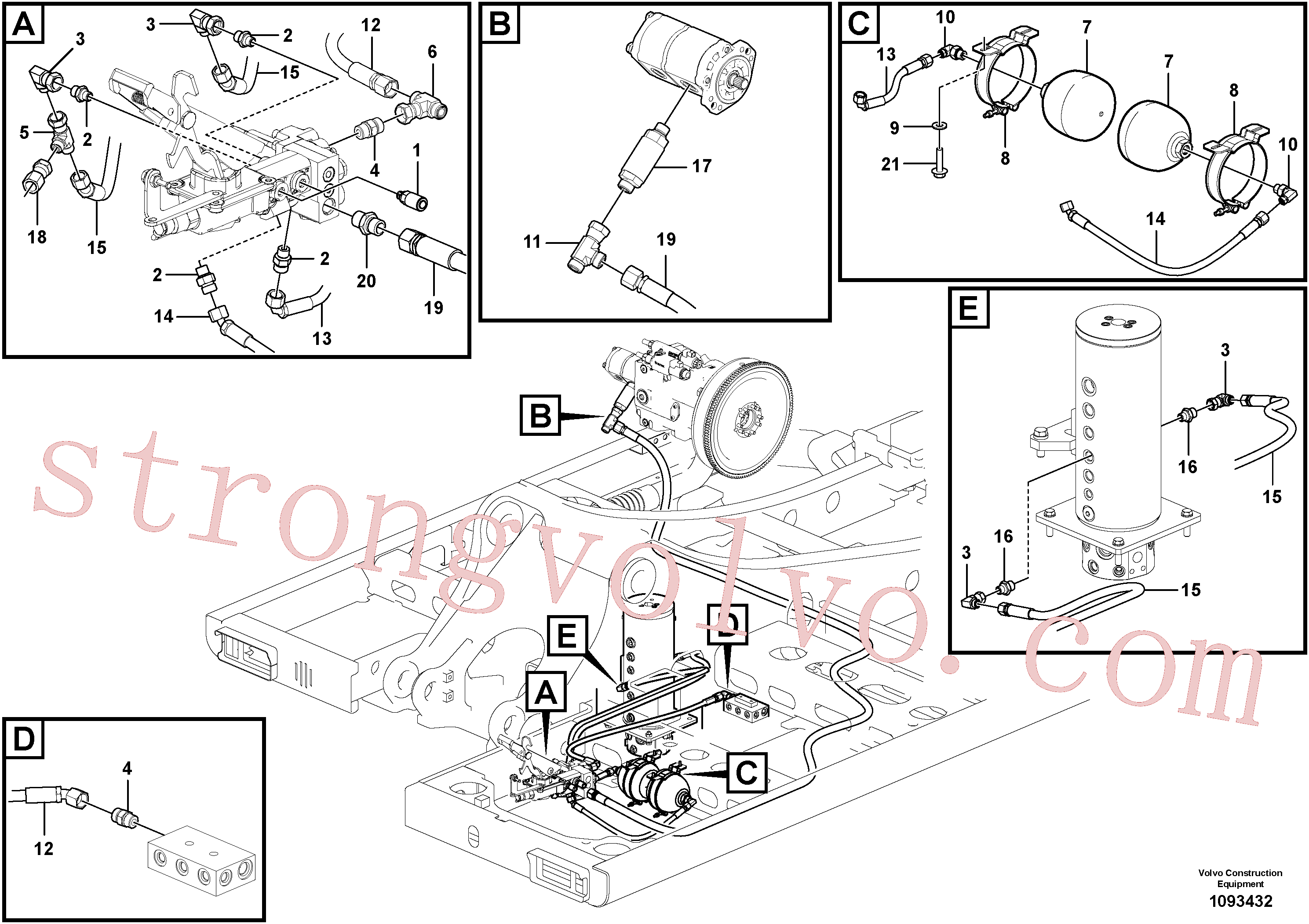 VOE15071828 Volvo Sistema hidráulico, linha de travão superior(1093432 Montagem)
