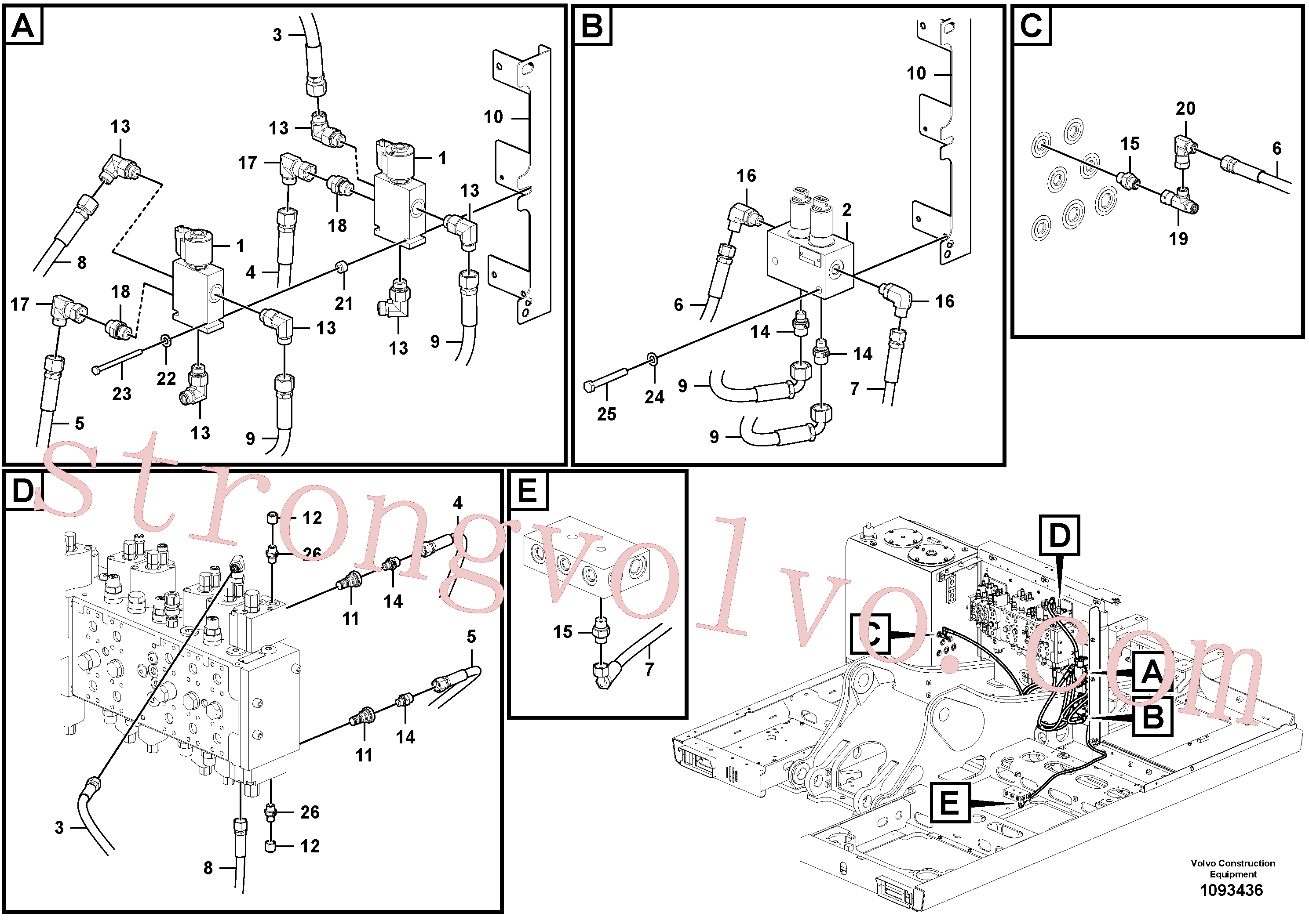 VOE14373397 Volvo Sistema servomotor, válvula de comando para válvula solenóide(1093436 Montagem)