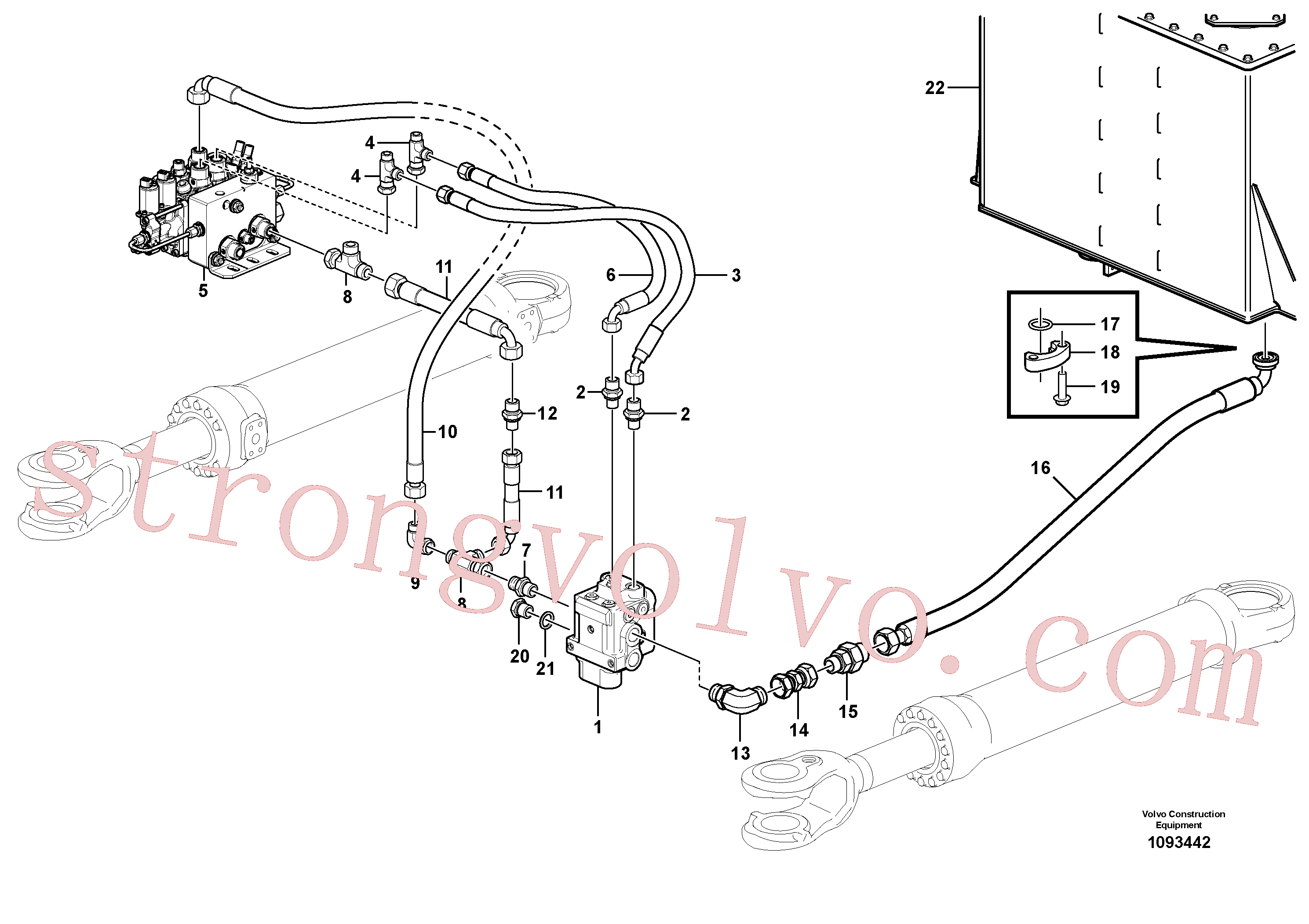VOE15081961 Volvo Sistema da direcção: válvula das mudanças - válvula cdc - depósito(1093442 Montagem)