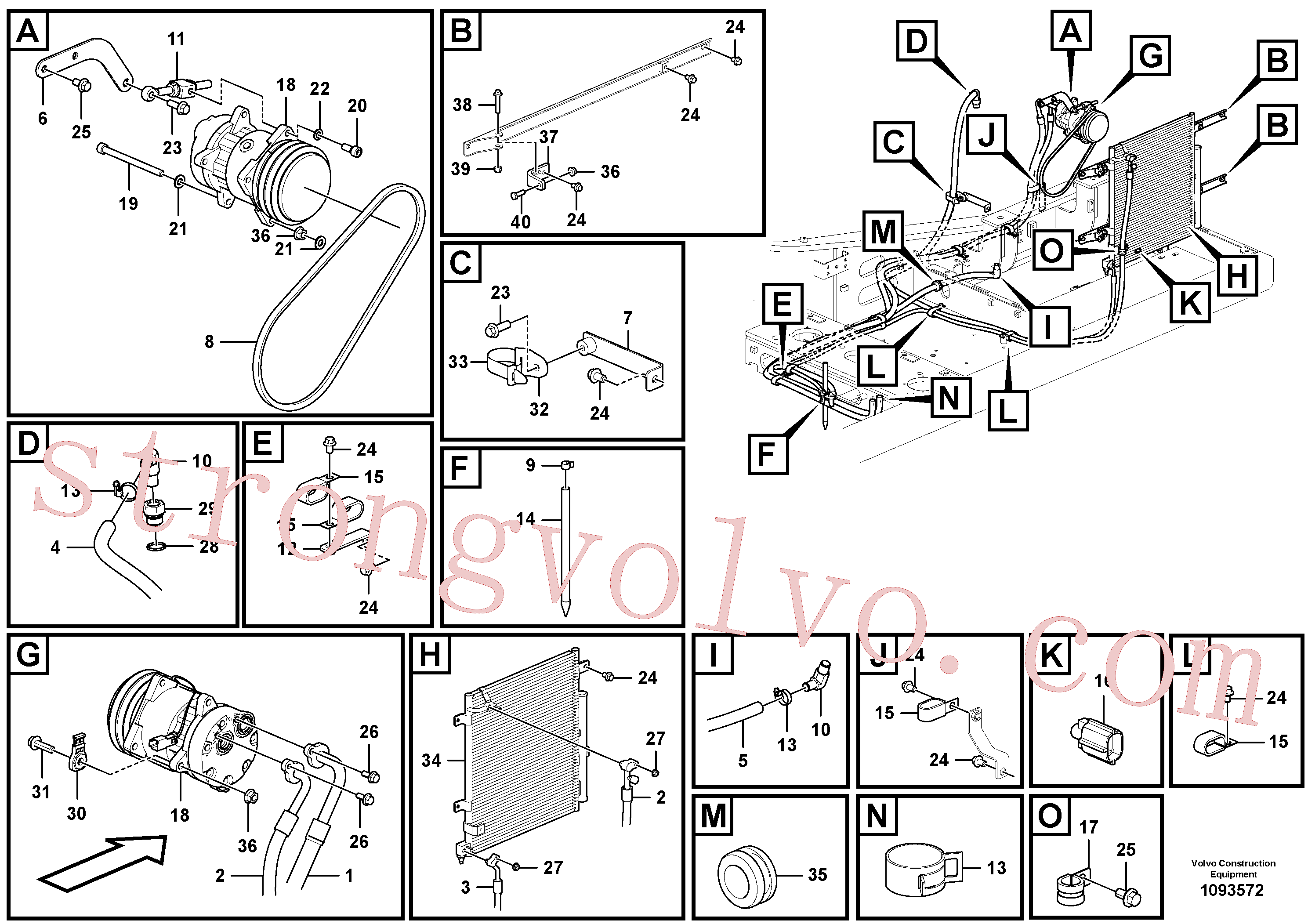 VOE990939 Volvo Linha do ar condicionado, refrigeração e aquecimento(1093572 Montagem)
