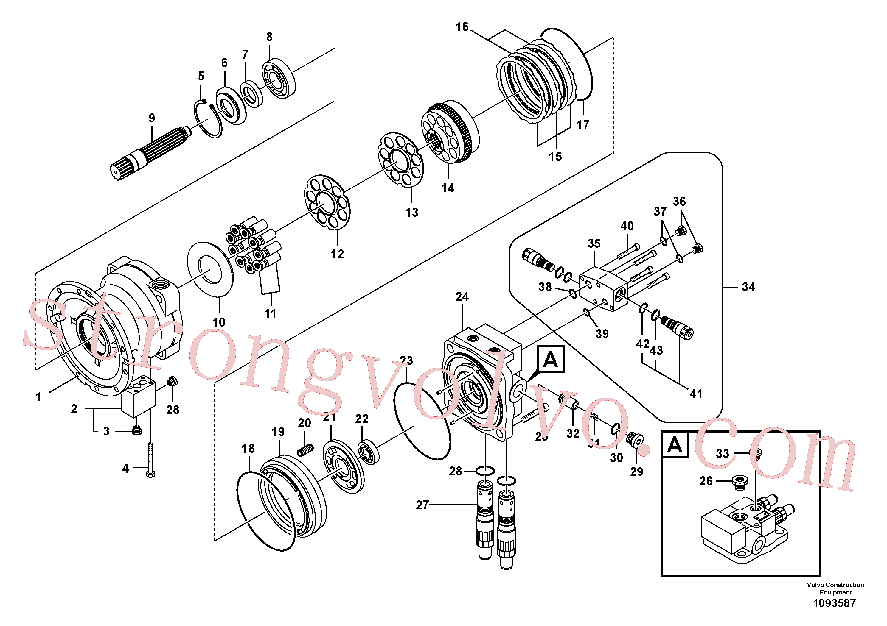 VOE14562615 Volvo Motor de rotação(1093587 Montagem)