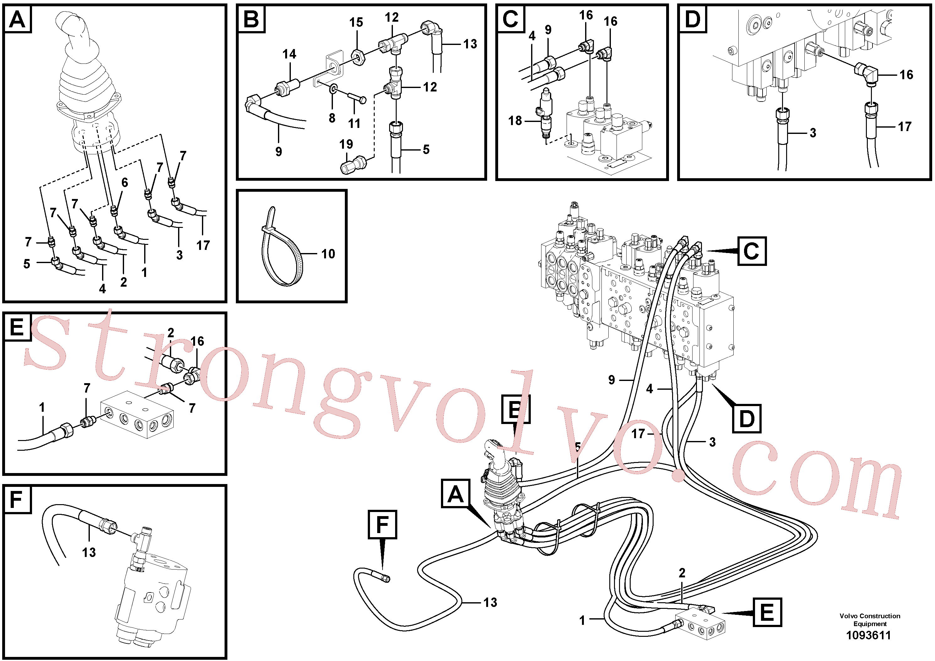 VOE15042405 Volvo Sistema servomotor, válvula de comando para válvula de comando à distância(1093611 Montagem)