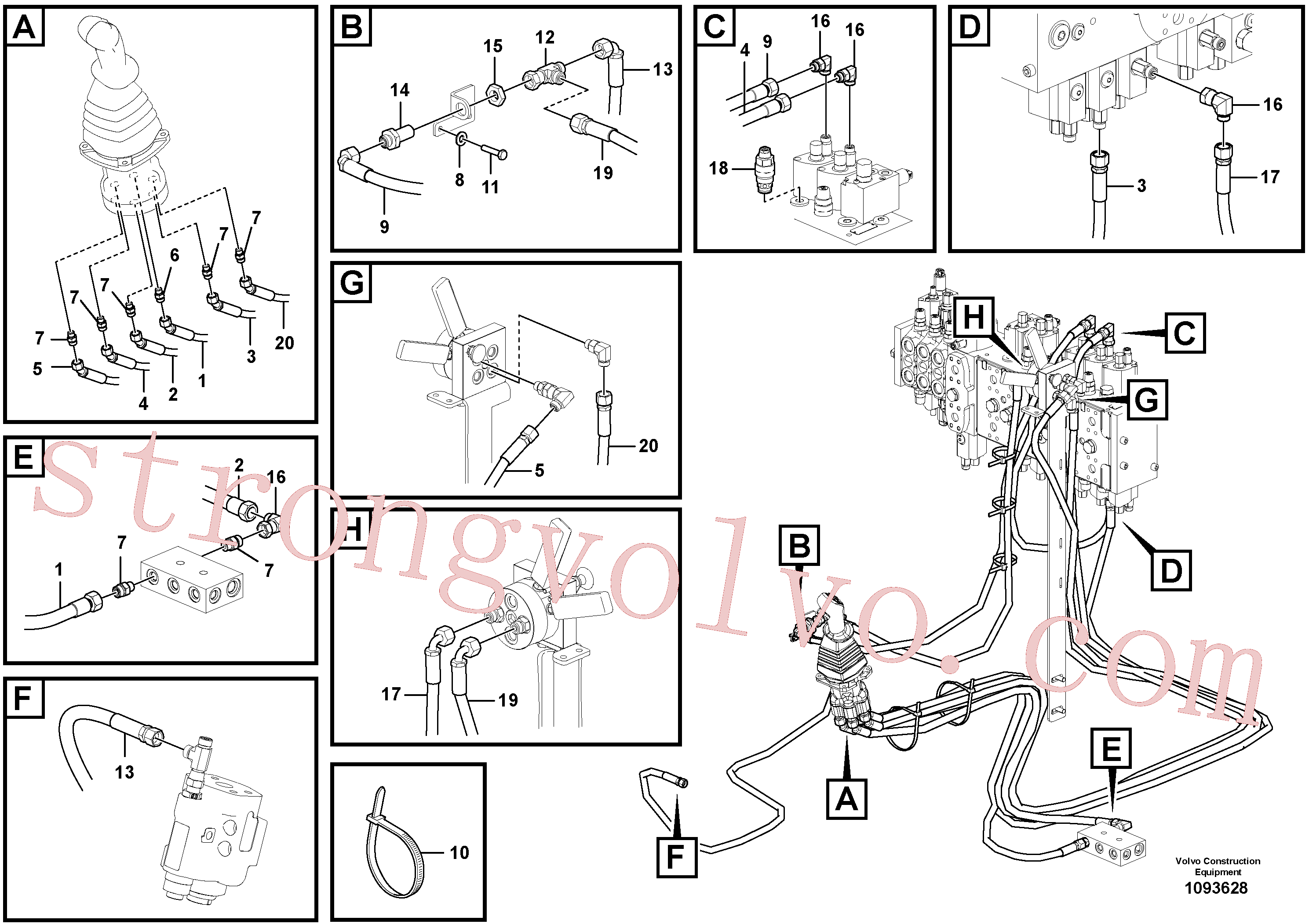 VOE938068 Volvo Sistema servomotor, válvula de comando para válvula de comando à distância(1093628 Montagem)