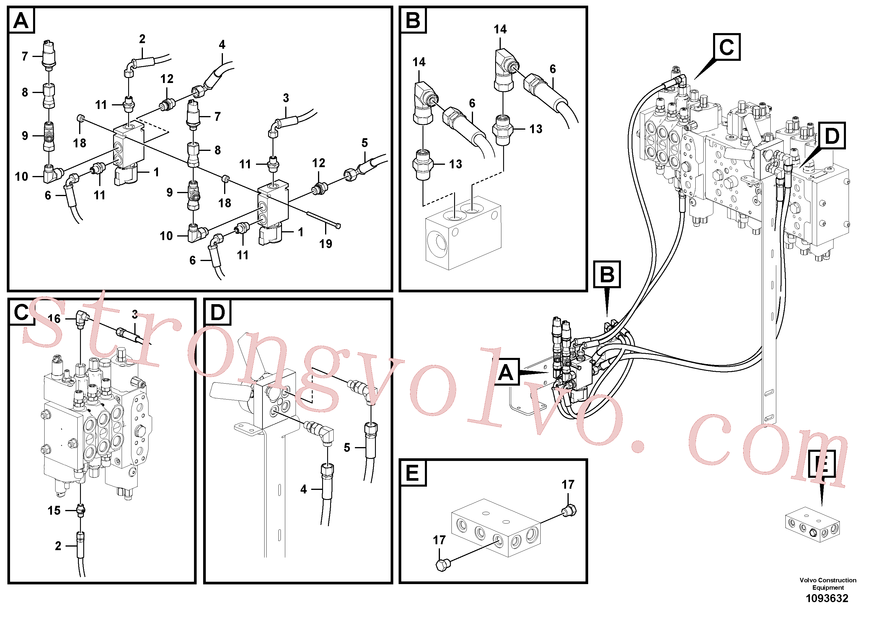 VOE14373397 Volvo Sistema servomotor, válvula de comando para válvula de comando à distância(1093632 Montagem)